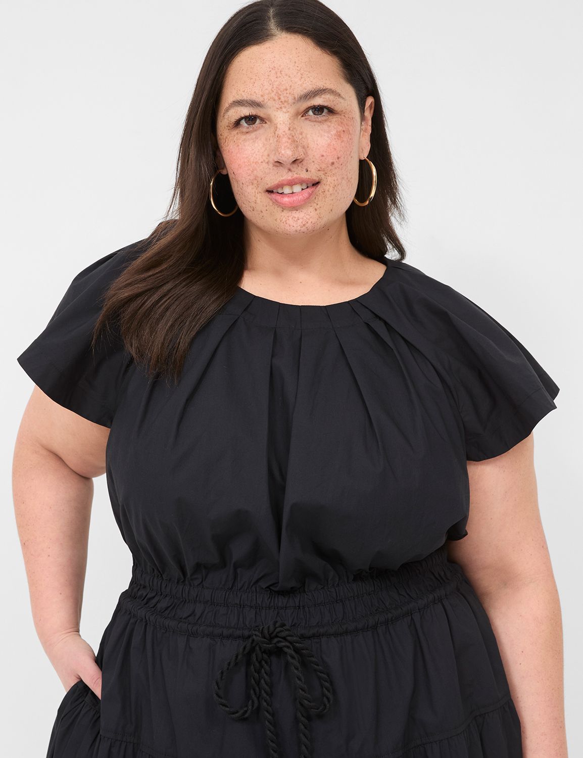 Amelia White Pleated Flutter Sleeve Top main image 1