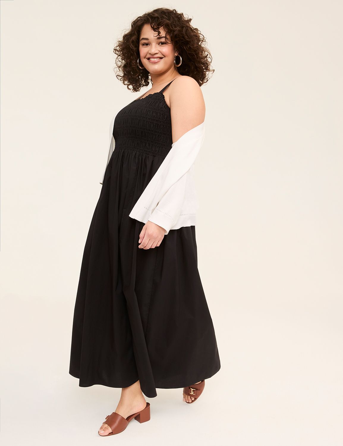 Shirred-Bodice Square-Neck Maxi Dress