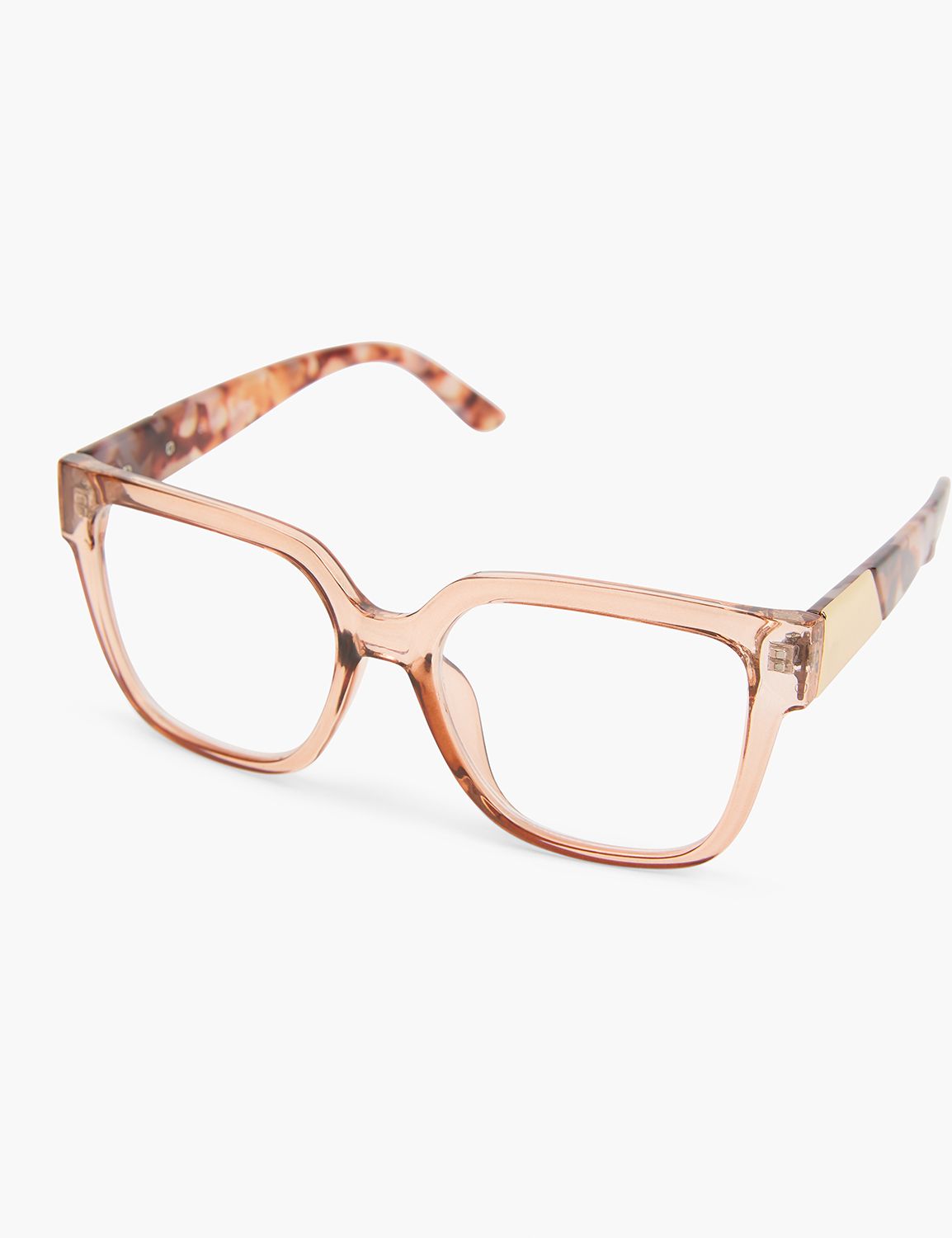 Tan Crystal & Tortoiseshell Print Cateye Reading Glasses