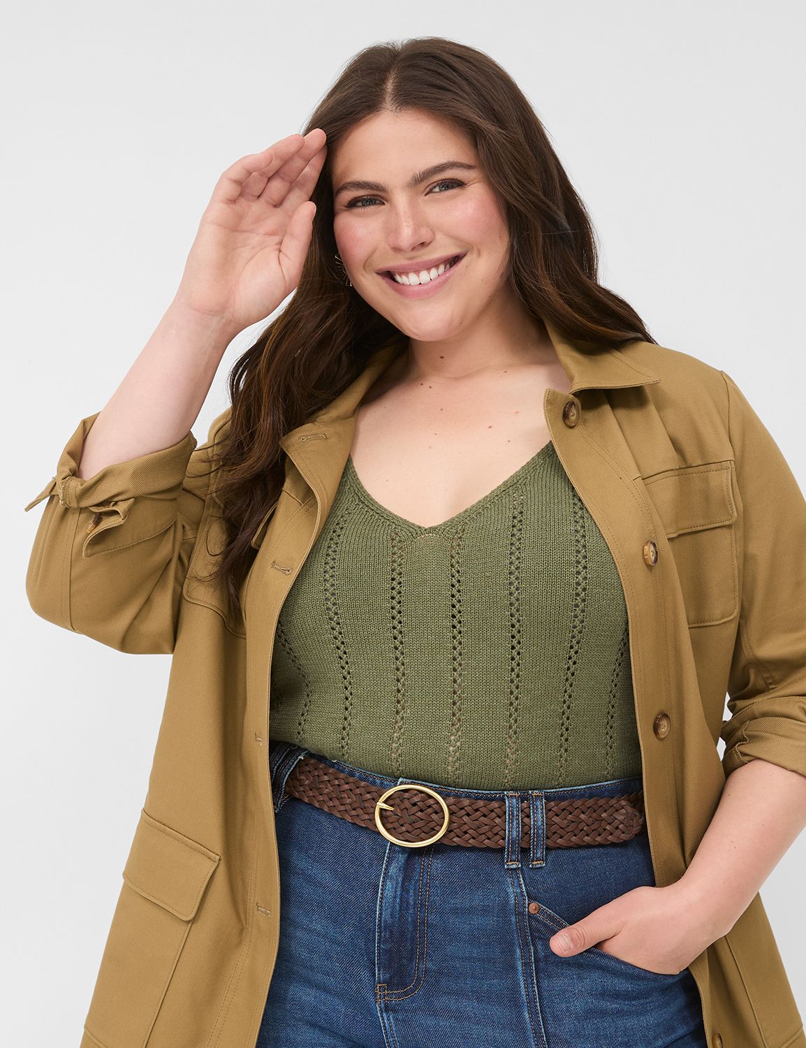 Braided Faux-Leather Oval Ring Versatile Belt | LaneBryant