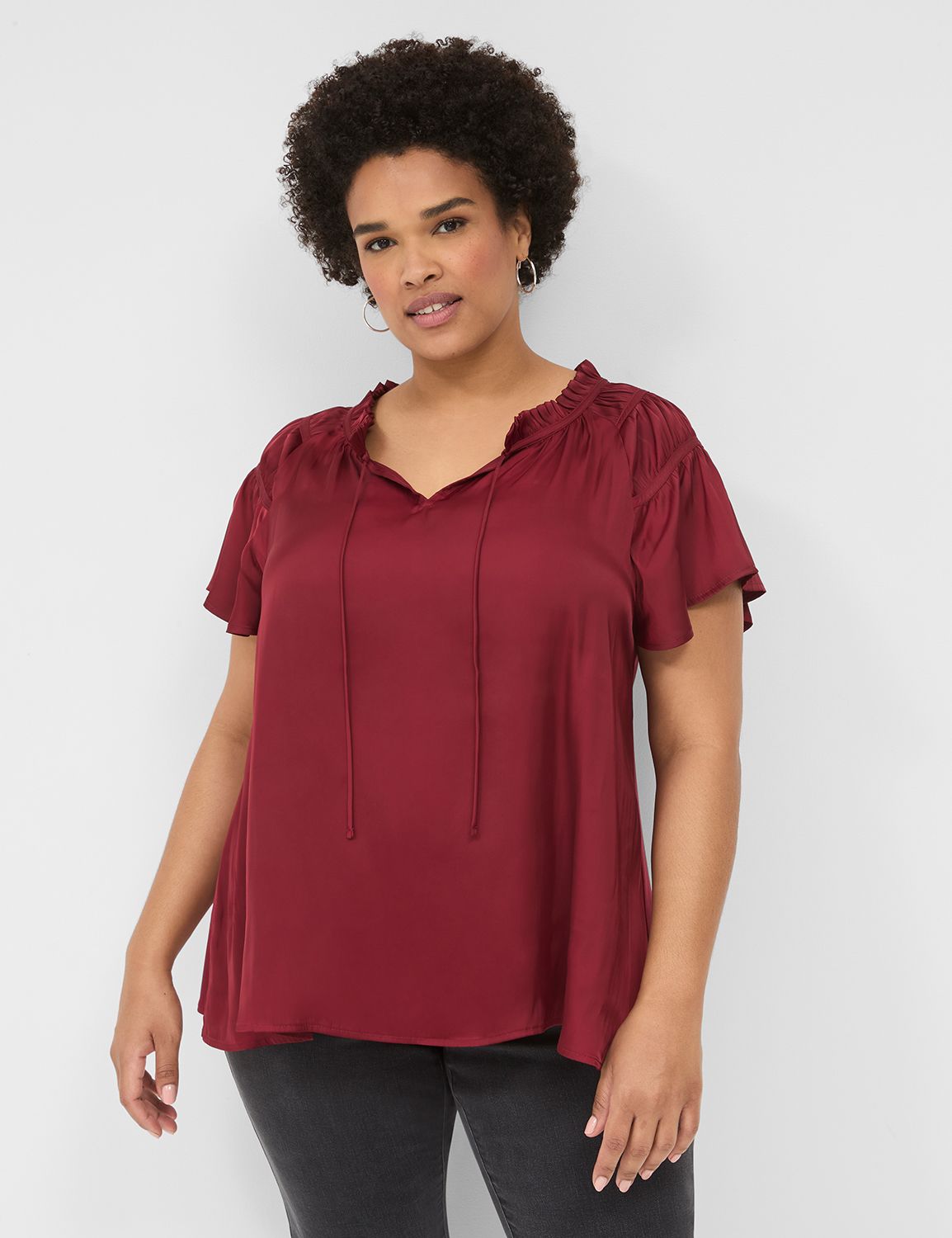 Flutter Sleeve Pleated Shoulder Zen Product Image 1