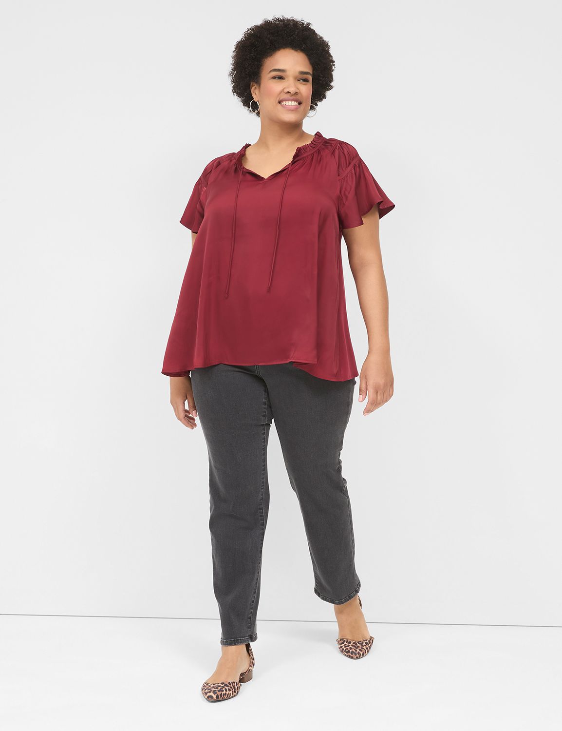 Flutter Sleeve Pleated Shoulder Zen Product Image 3