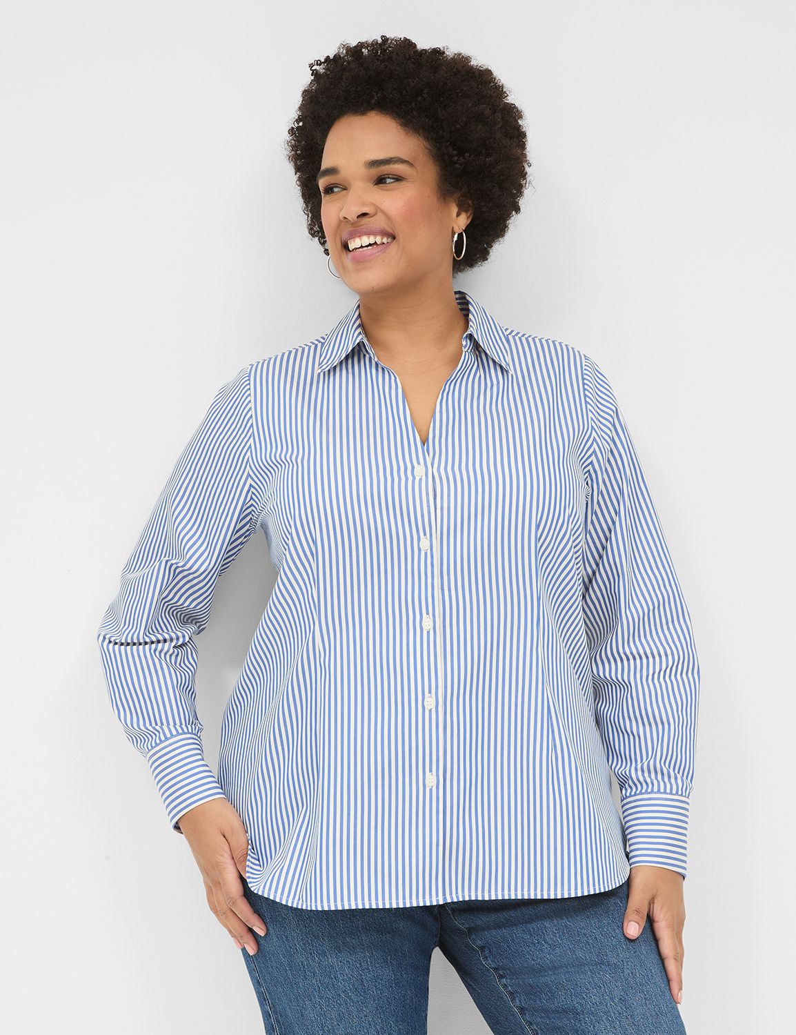 Fitted Long-Sleeve Button-Down Shirt