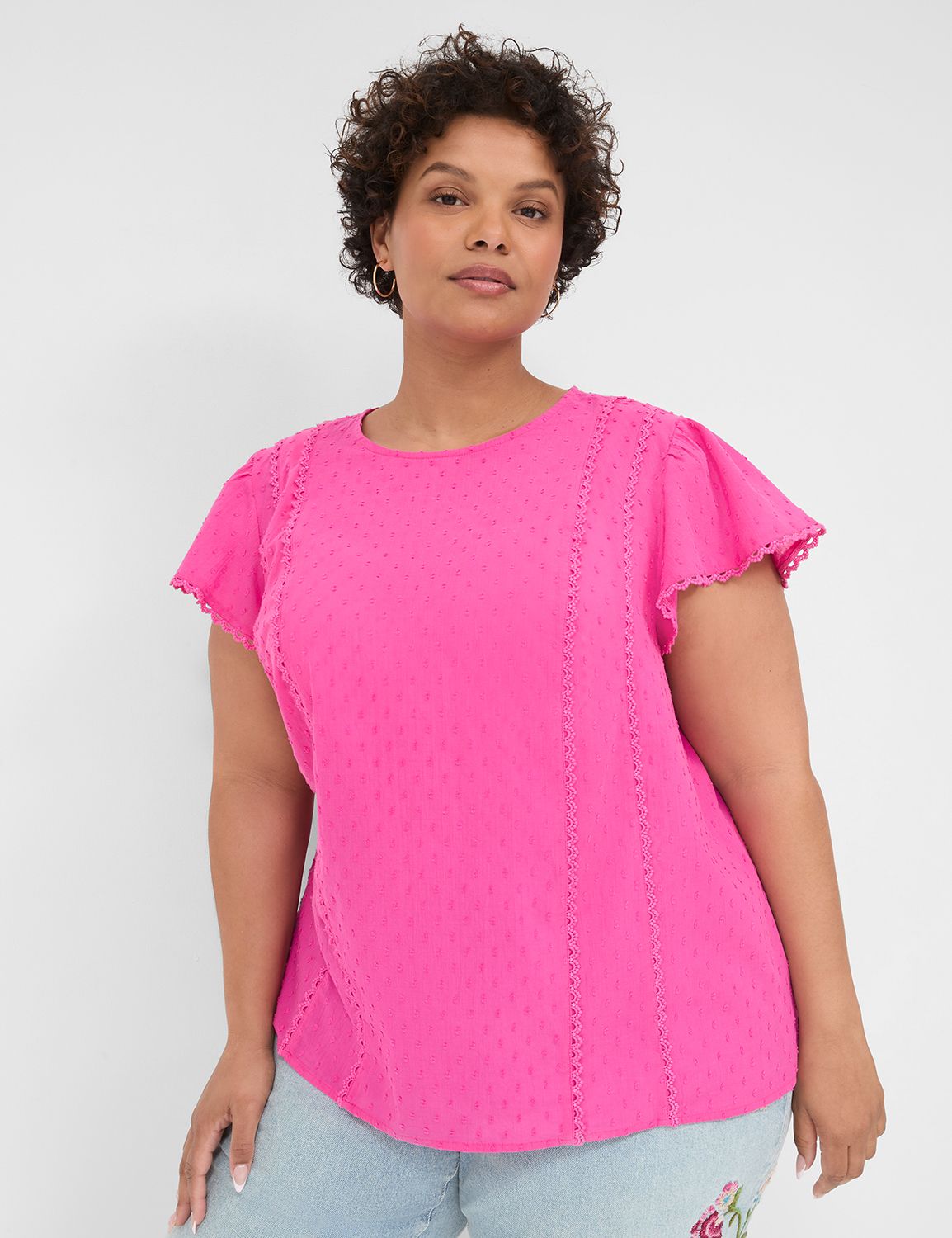 Swing Clip Dot Crew-Neck Blouse