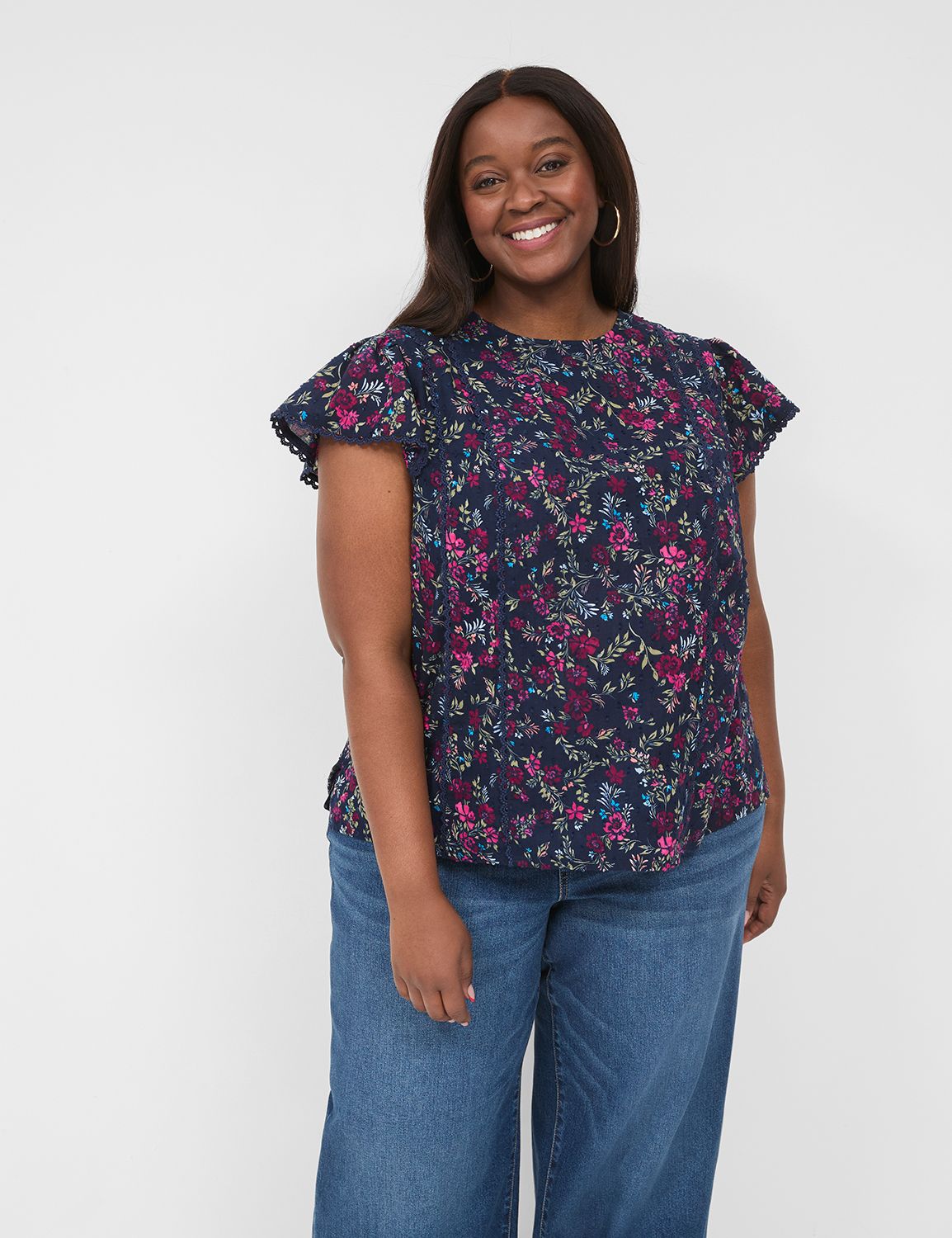 Swing Clip Dot Crew-Neck Blouse