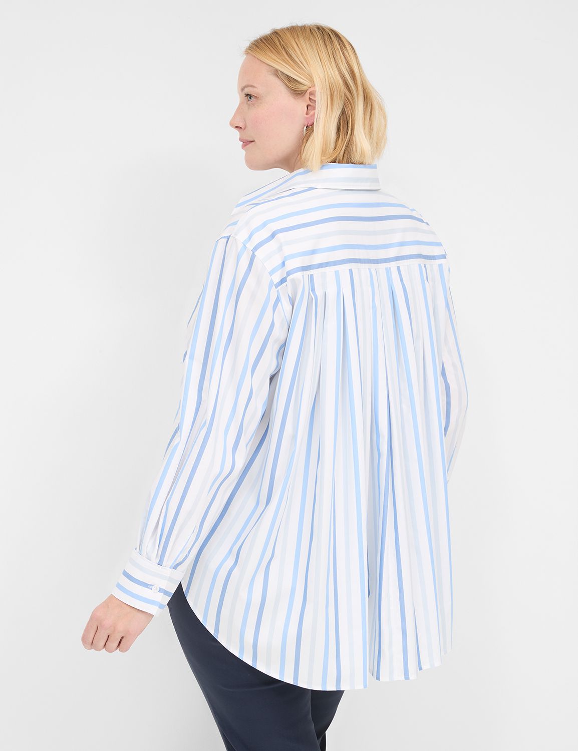 Swing Pleat-Back Button-Down Shirt