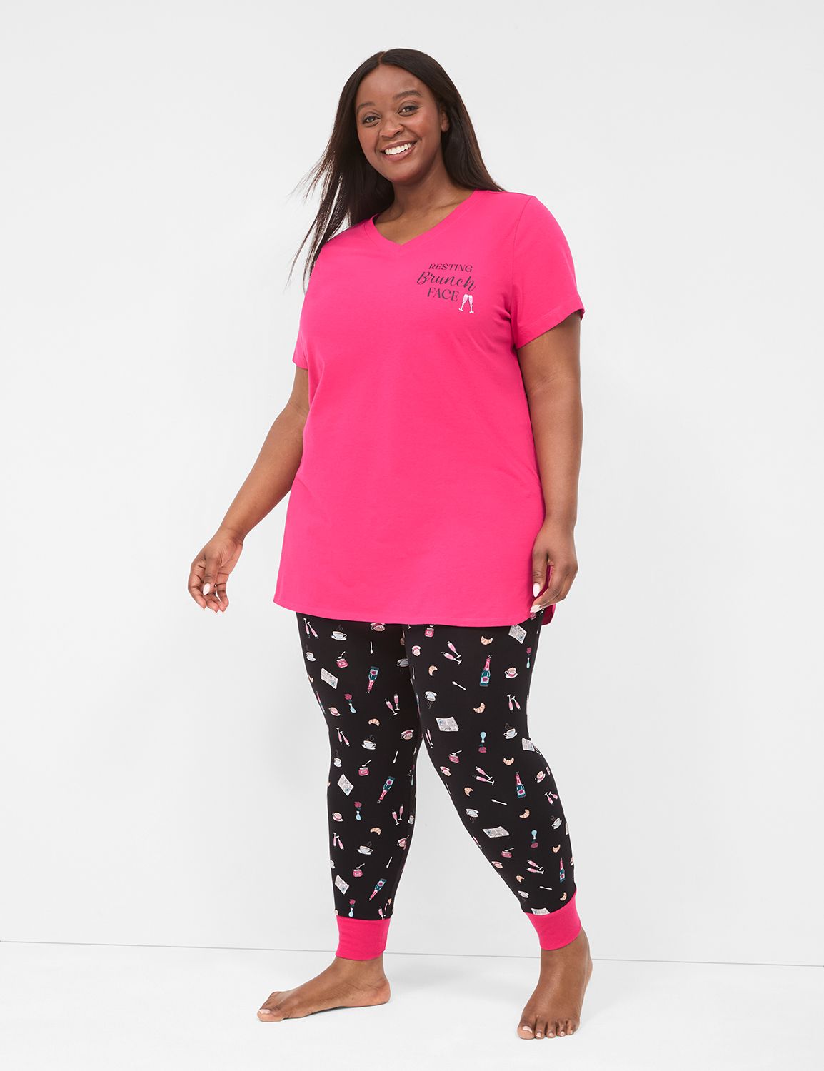 Comfy Cotton Tee & Legging PJ Set | LaneBryant