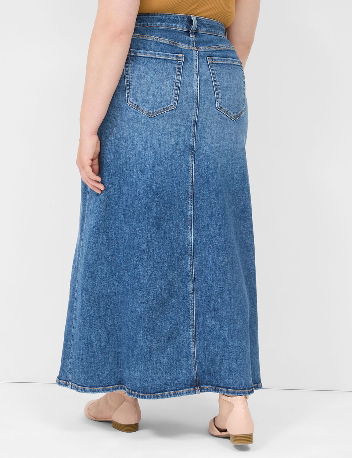 Denim Yoke Detail Maxi Skirt