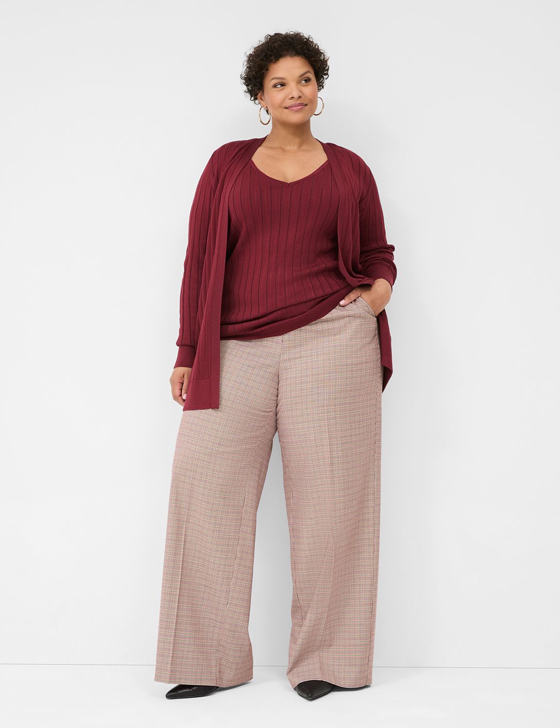 トップス DIRECT PRINT RIB GATHER CARDIGAN Catherines Women's Plus Size Mixed Rib Drape Cardigan - 2X
