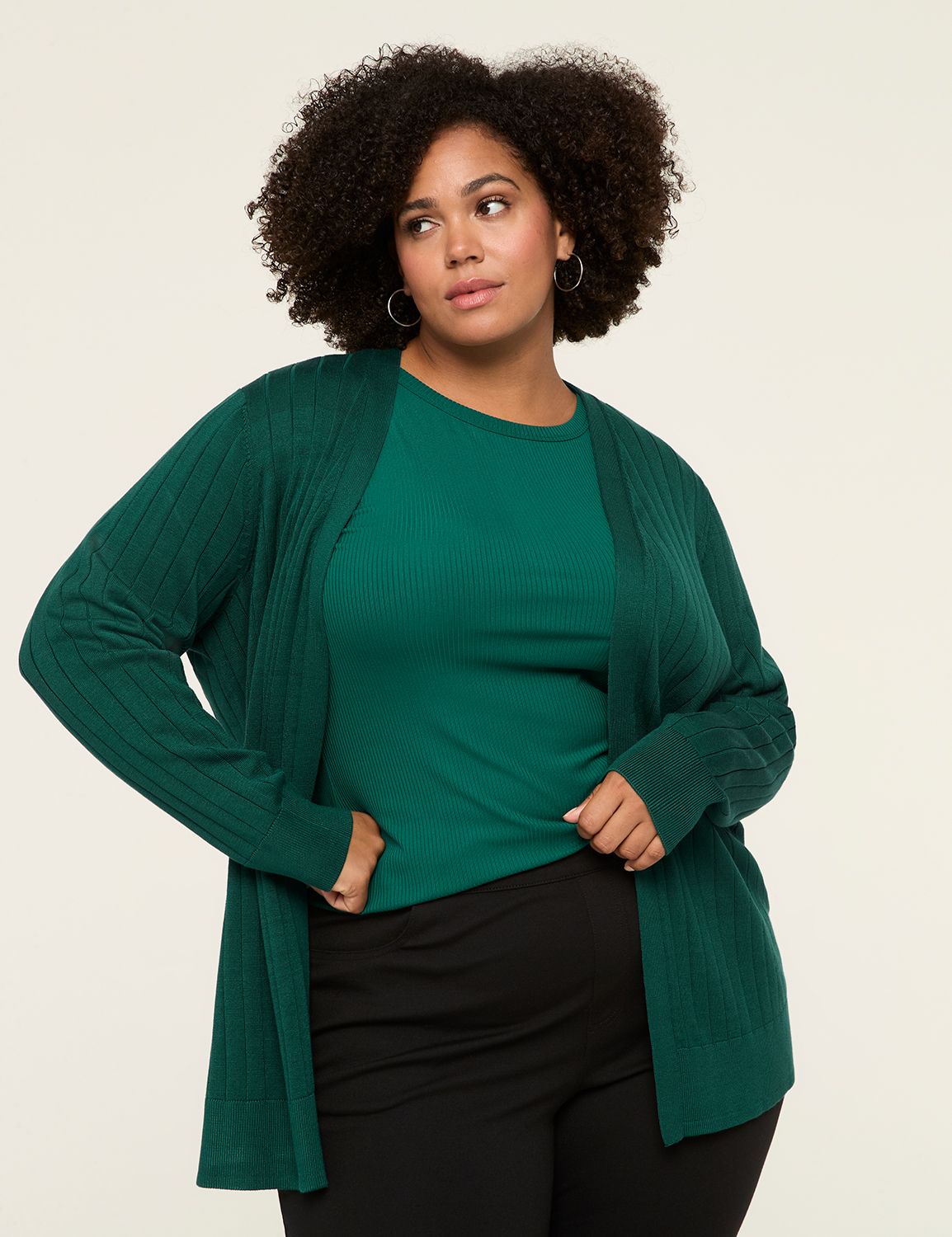 Modern Open-Front Ribbed Cardigan