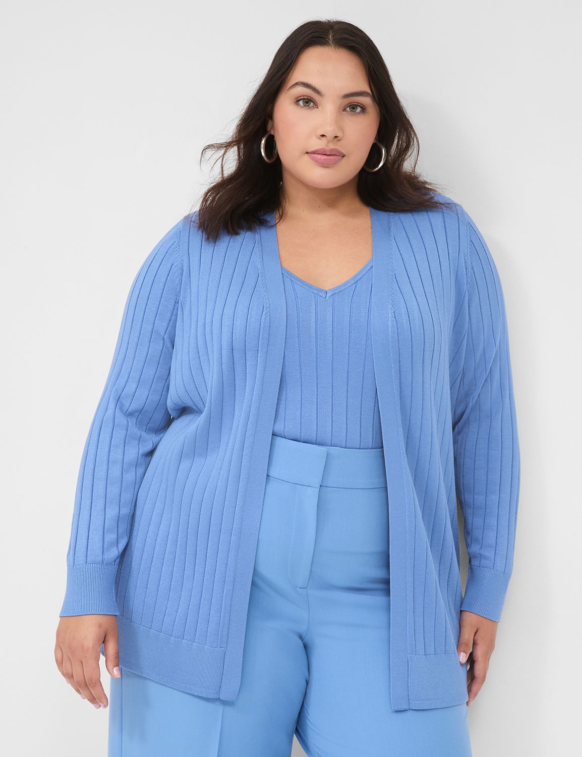 売れ筋商品|||サンドラ ダーレン ニット&セーター アウター レディース Plus Size Round-Neck Open-Front Cardigan Navy Coral Terra-Sky-Women-s-Open-Front-