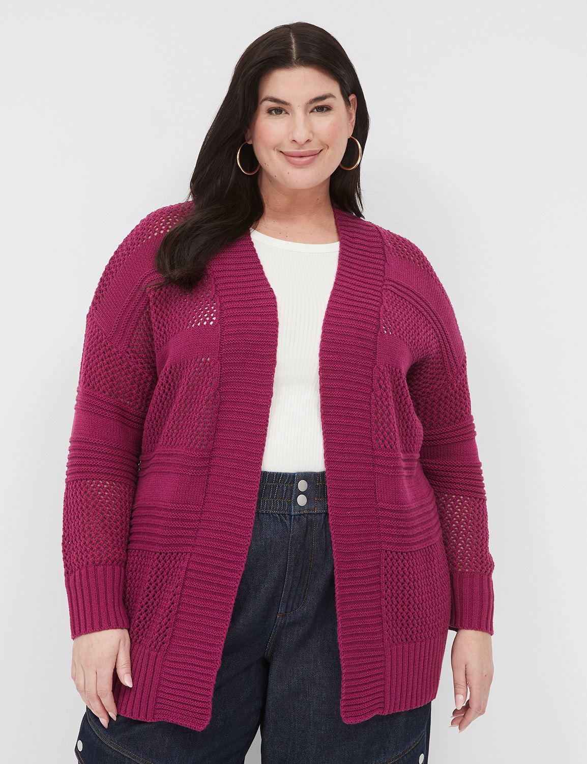 Open-Front Stitch Cardigan