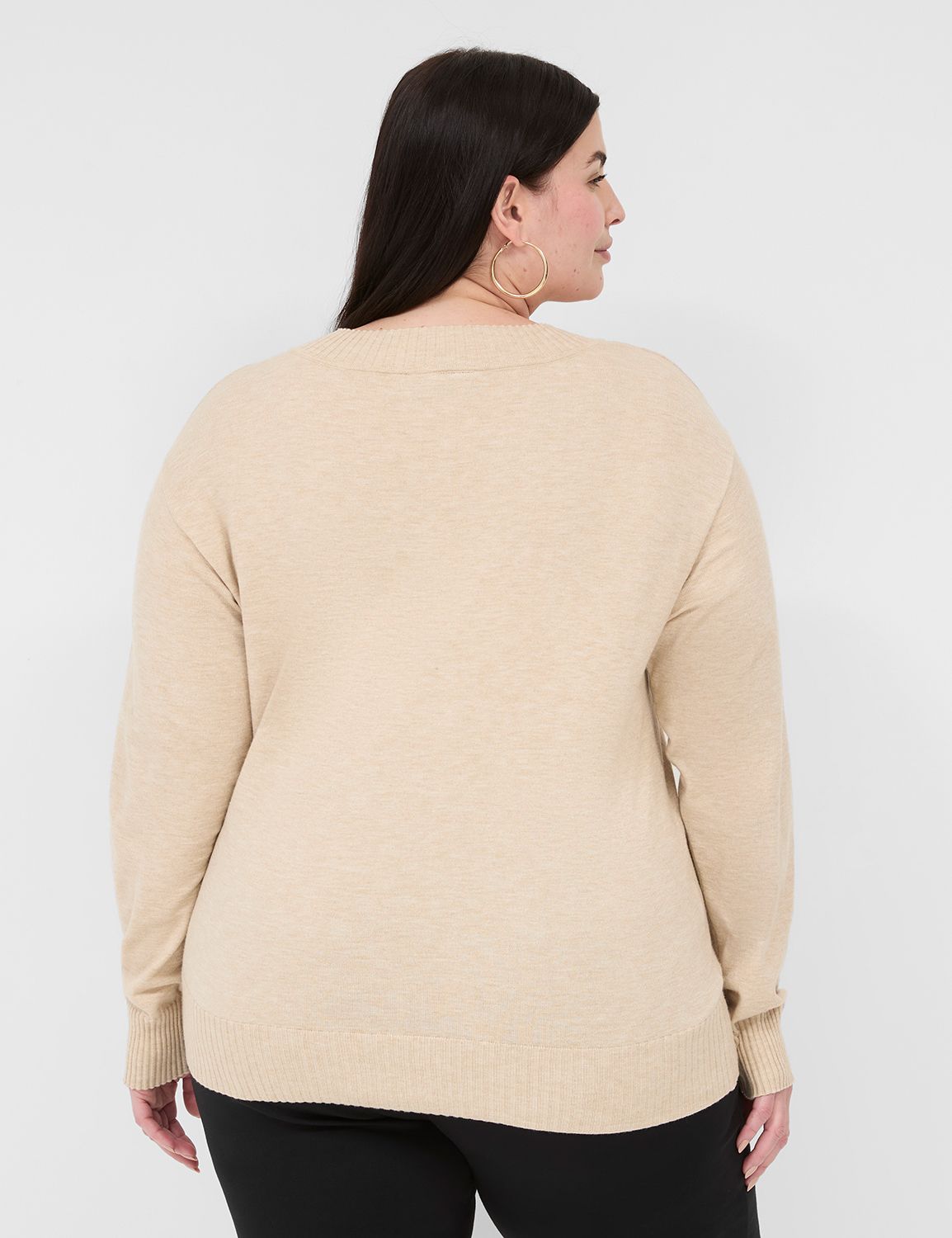Classic Long Sleeve V-Neck Sweater | LaneBryant