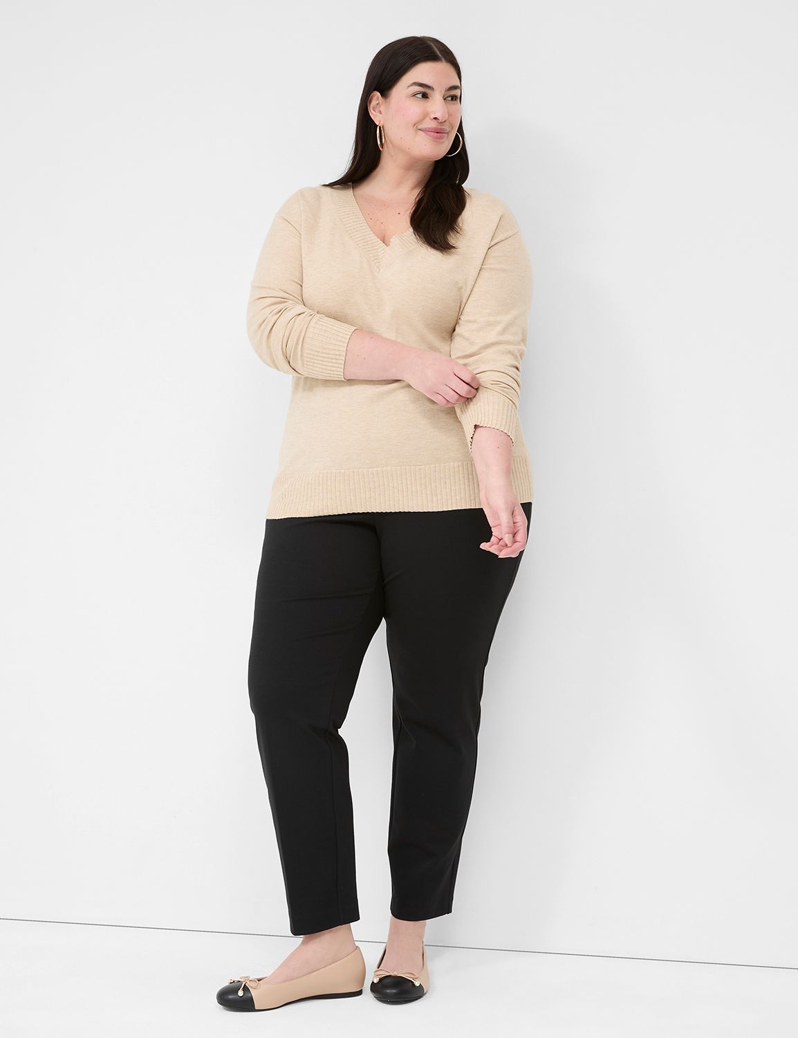 Classic Long Sleeve V-Neck Sweater | LaneBryant