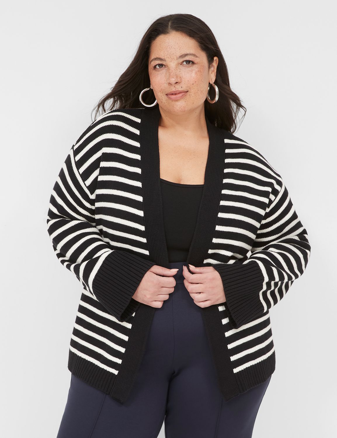Classic Long Sleeve Open Front Stri Product Image 1