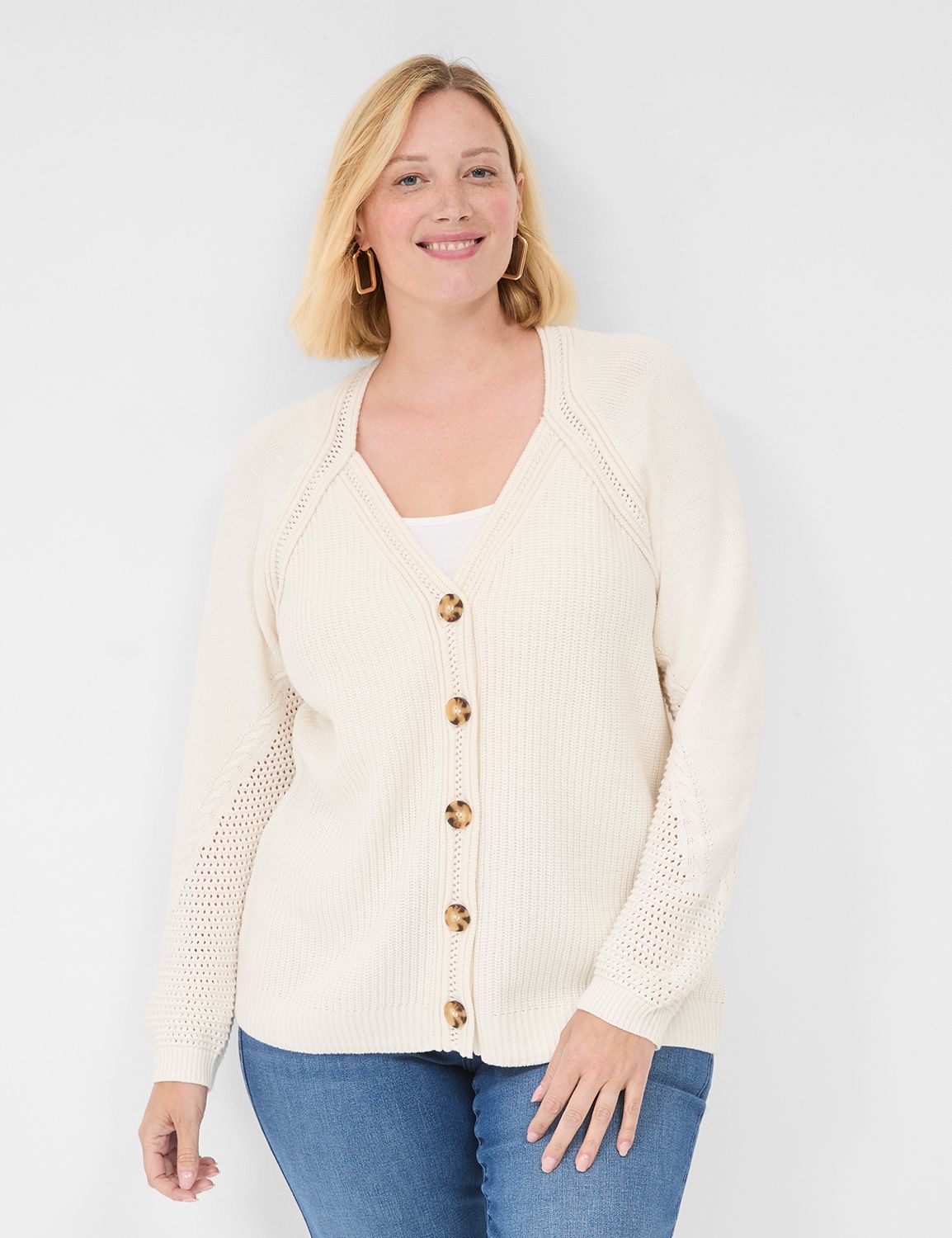 Button-Front V-Neck Cardigan