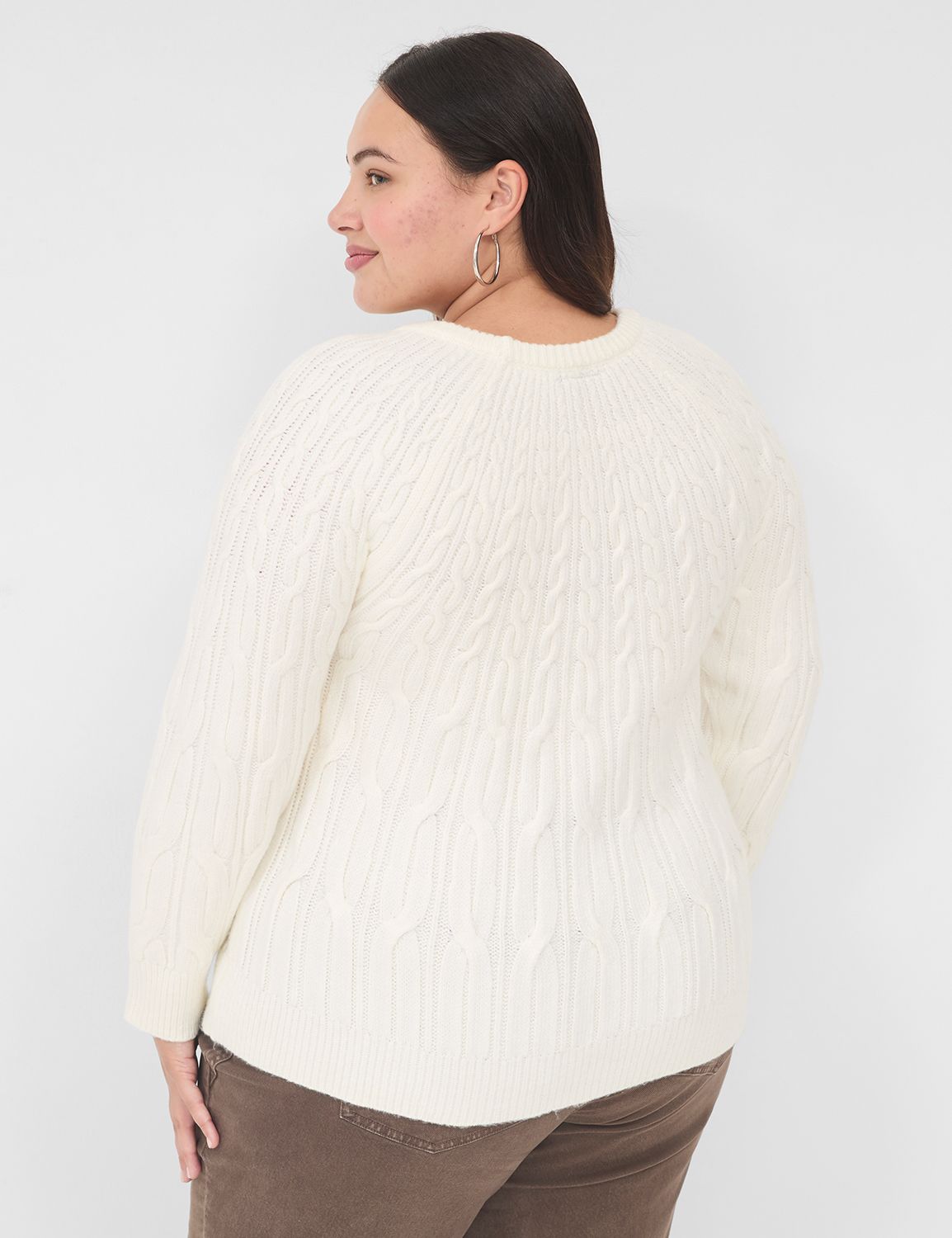 Crew-Neck Cable Knit Sweater