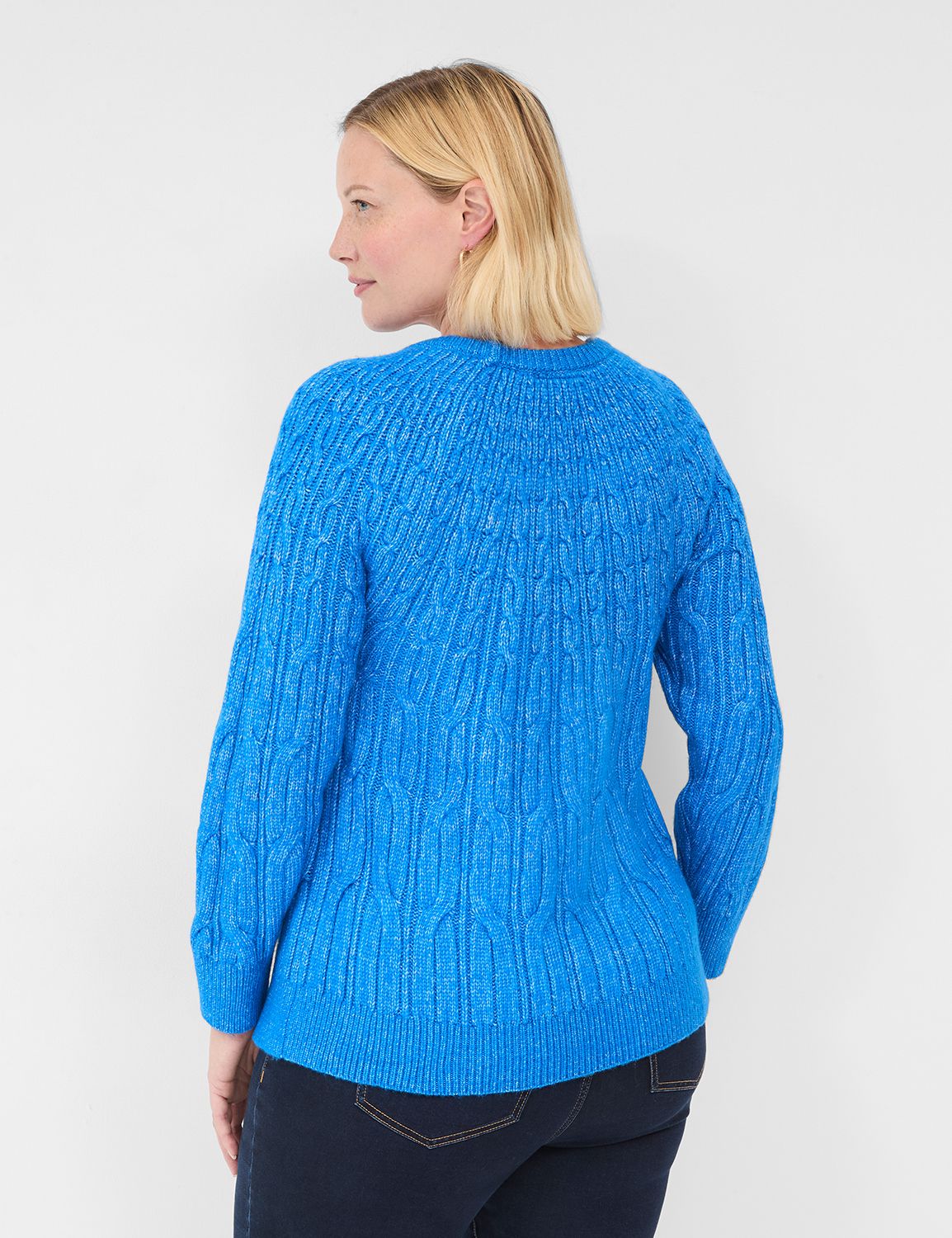 Crew-Neck Cable Knit Sweater