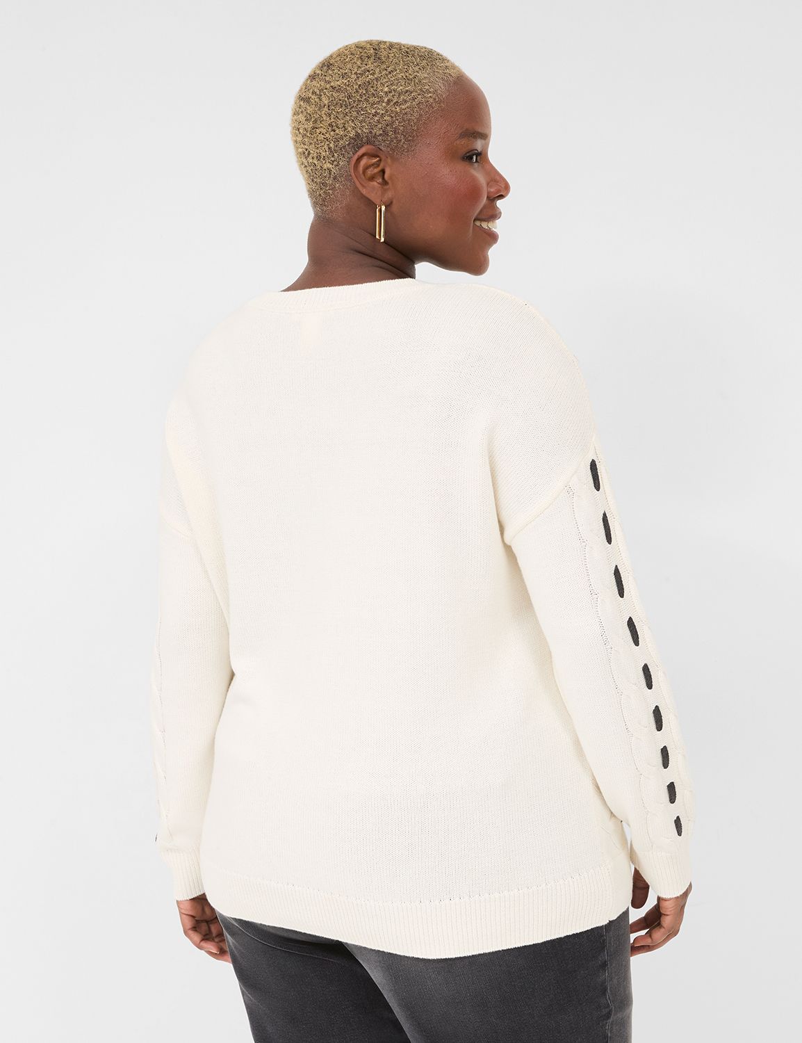 Crew-Neck Contrast-Stitch Sweater