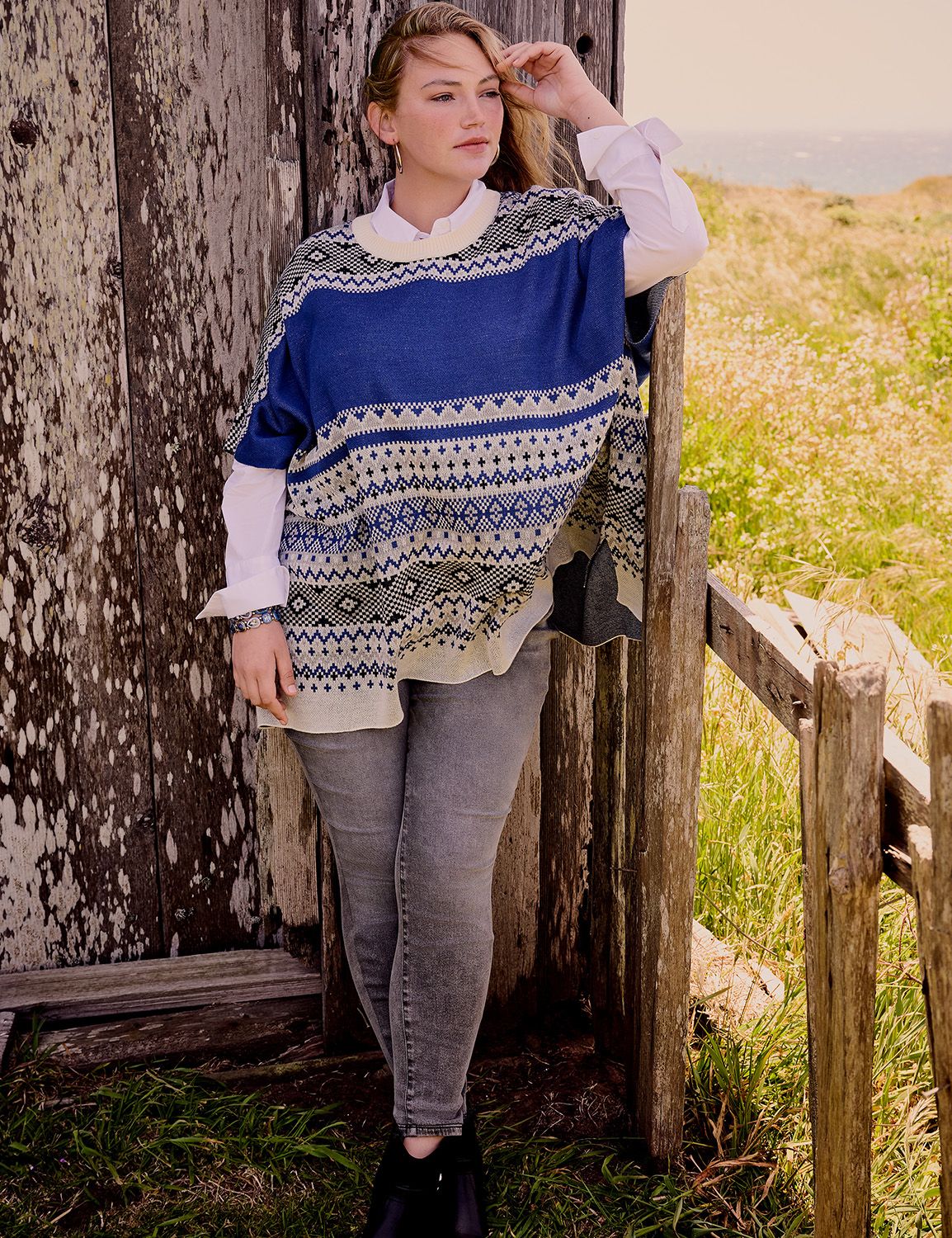 Fair Isle Poncho Sweater LaneBryant