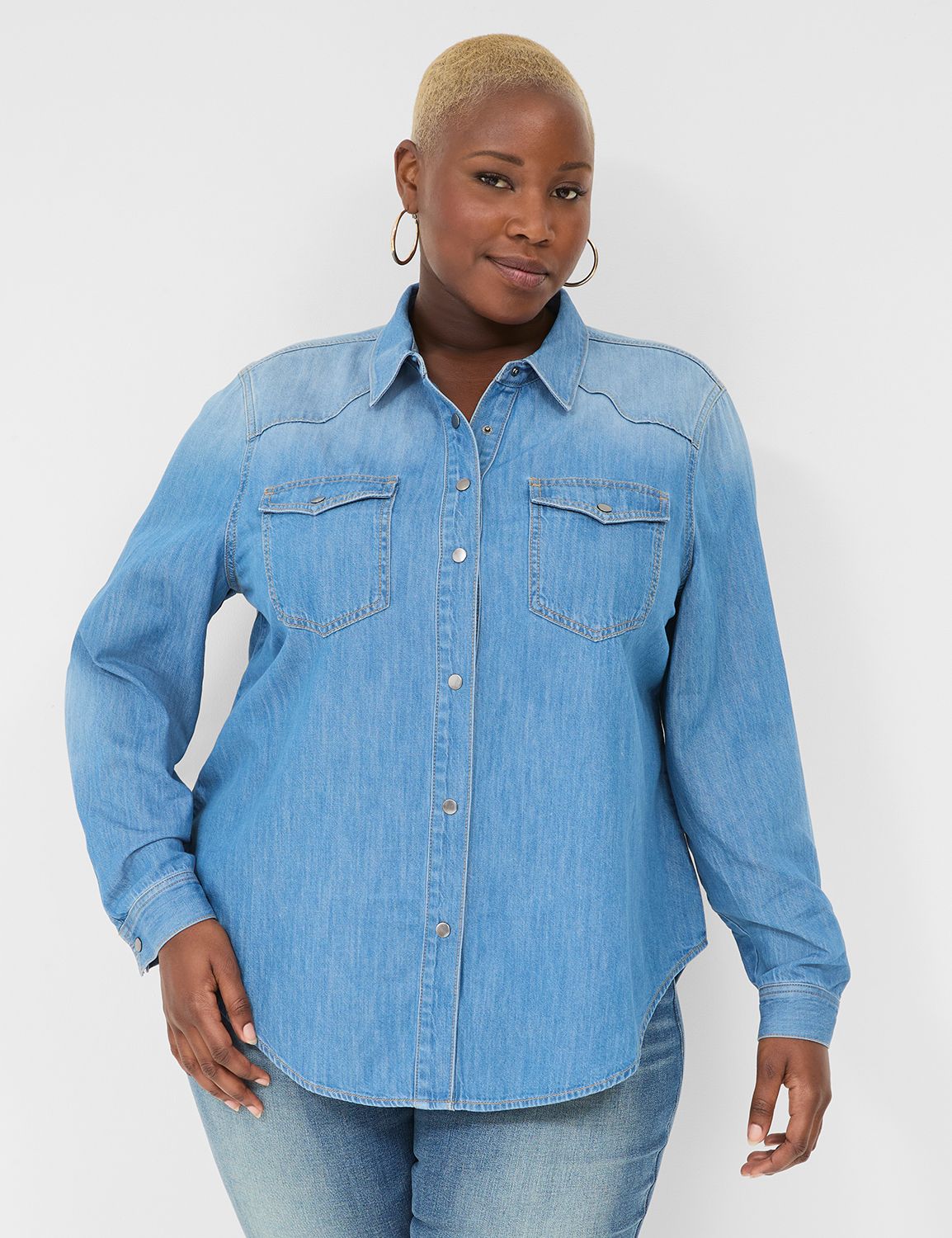 Women's newest all match long sleeve denim shirt