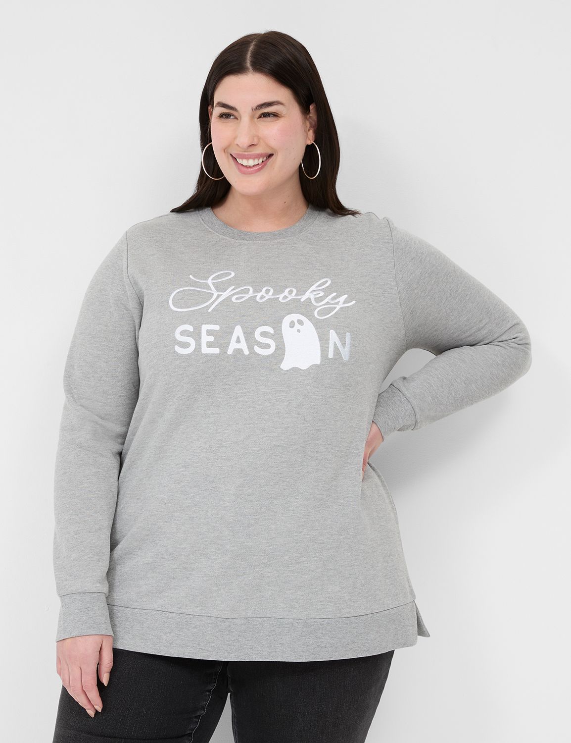 Embroidered Spooky Season Graphic Sweatshirt