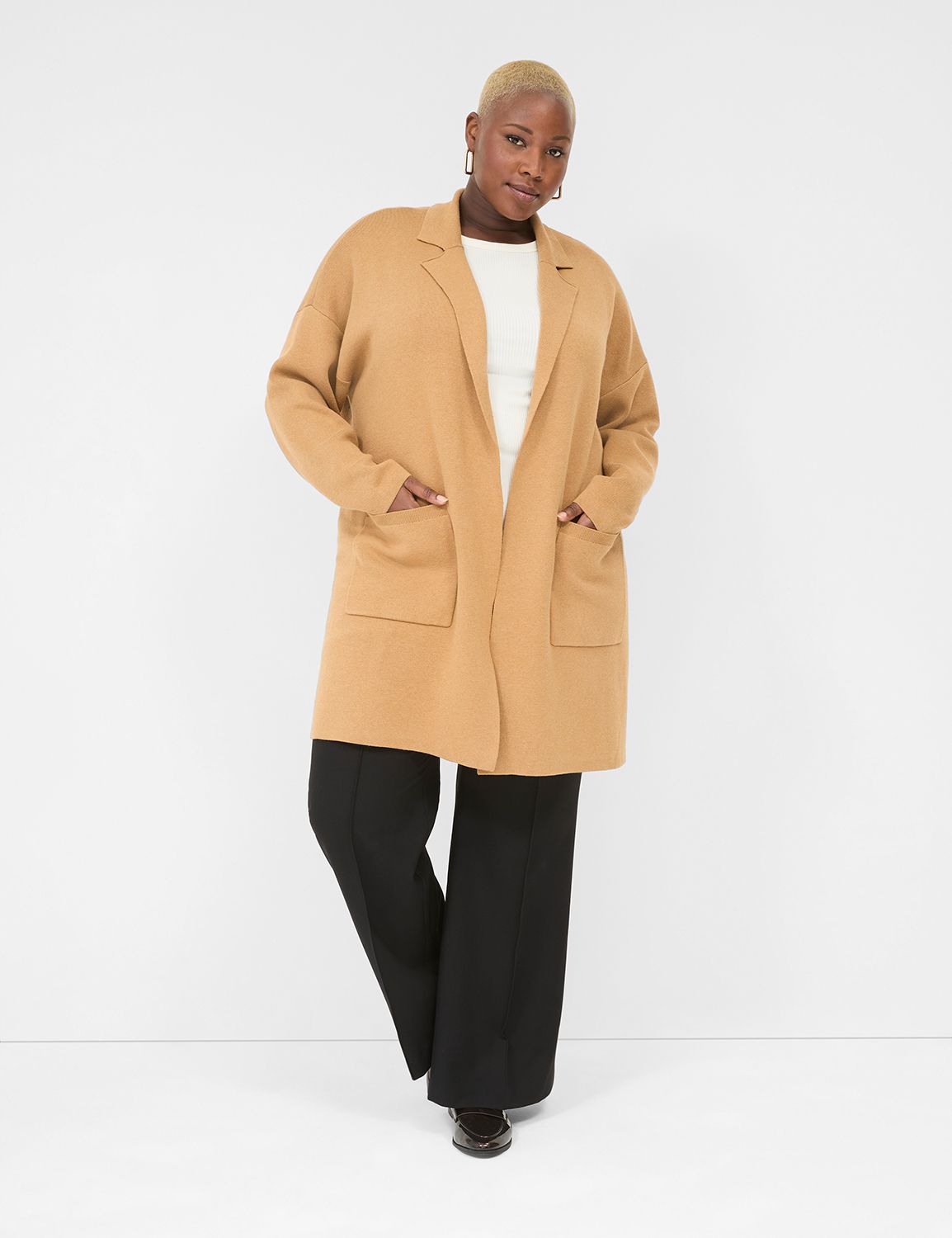 Classic Long Sleeve Open Front Swea Product Image 3