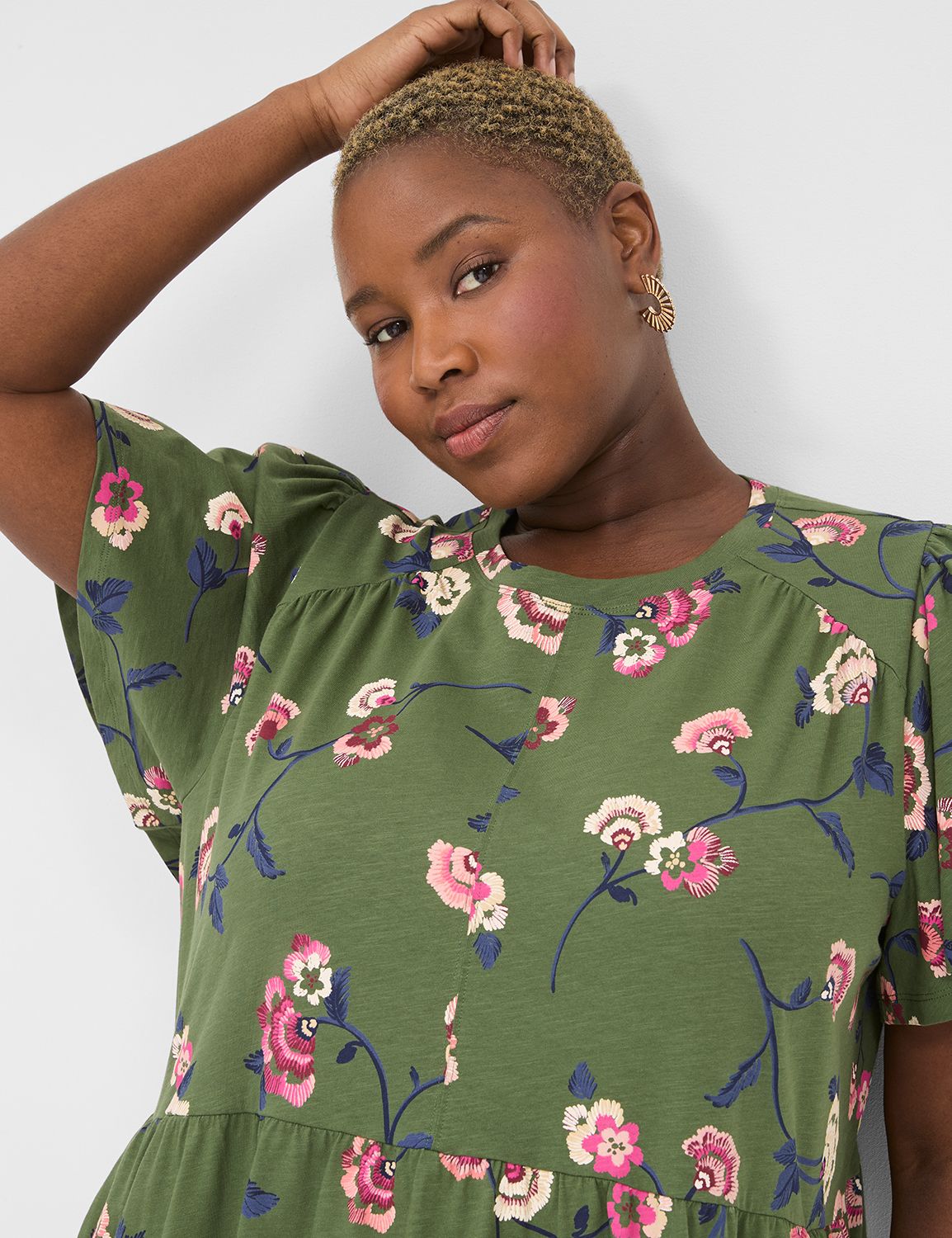 Flutter-Sleeve Tiered Swing Dress | LaneBryant