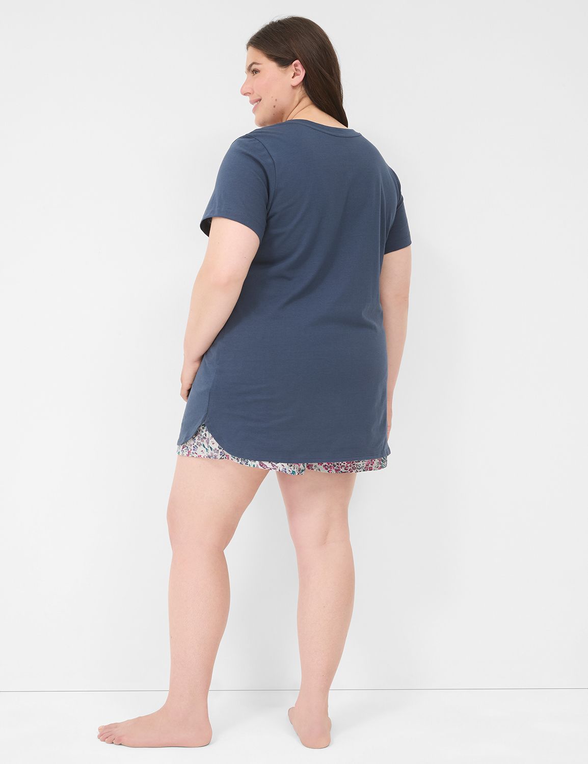 Comfy Cotton V-Neck Tunic & Short PJ Set | LaneBryant