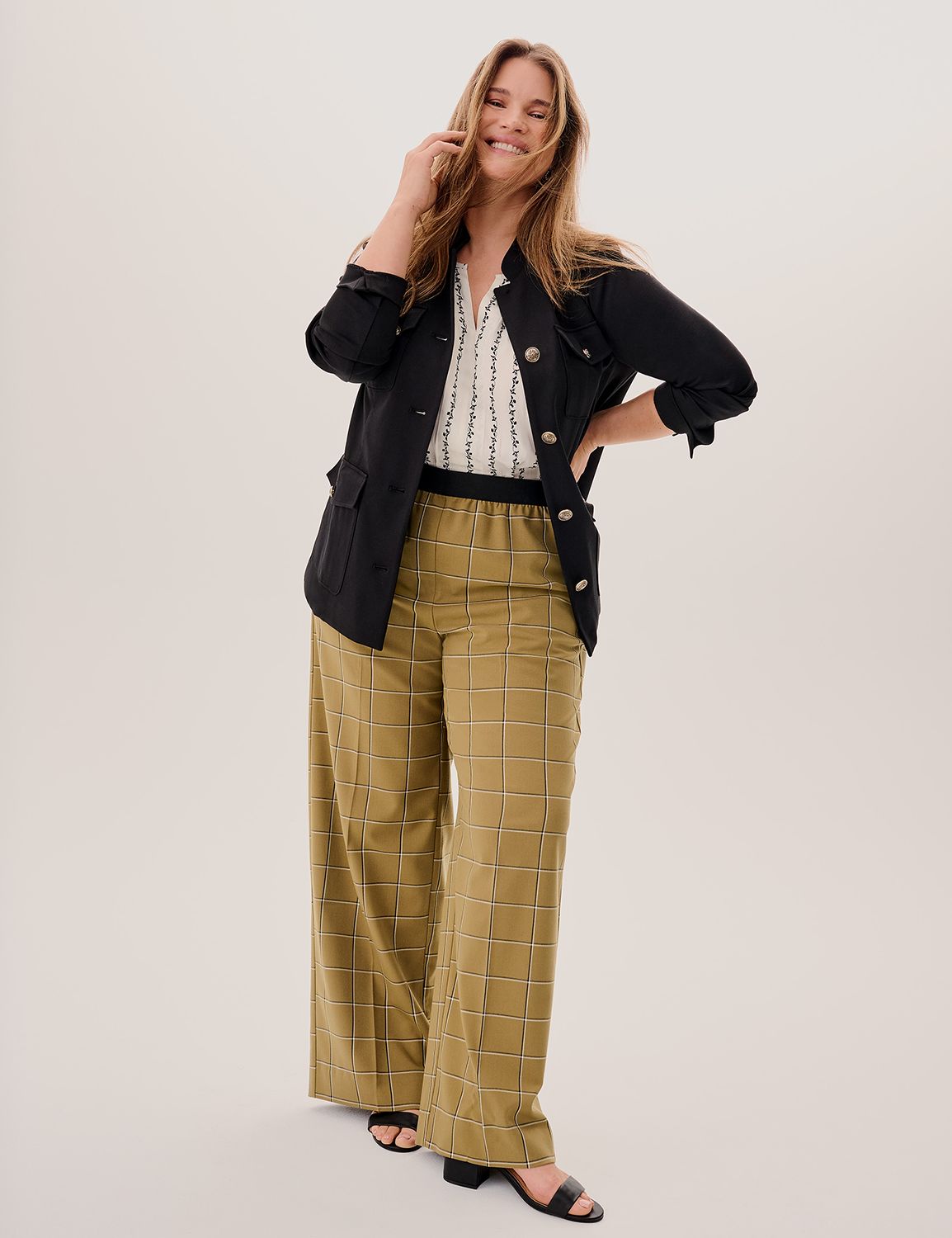 EXPOSED ELASTIC WIDELEG PANT - OLIV | LaneBryant