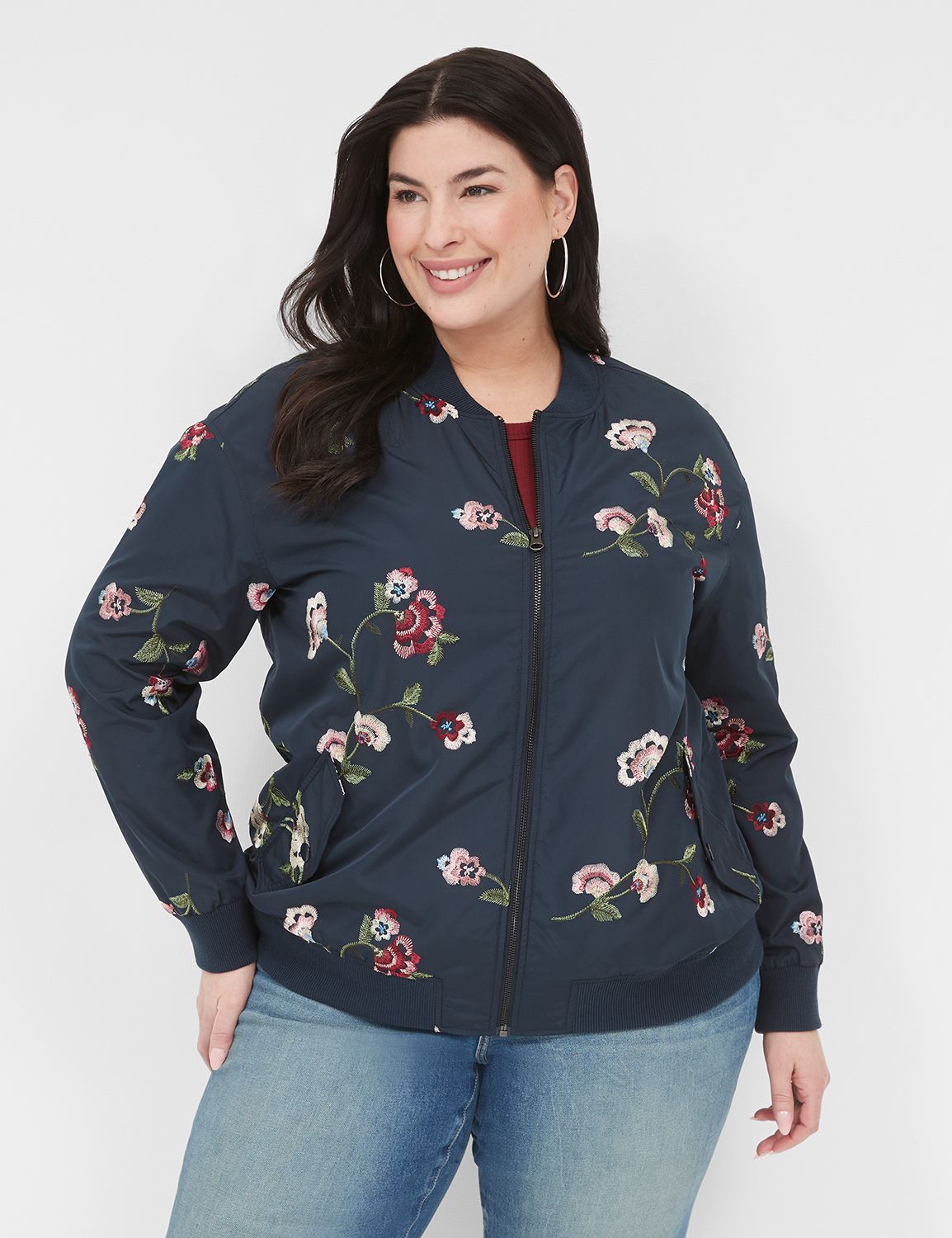 Embroidered Bomber Jacket | LaneBryant