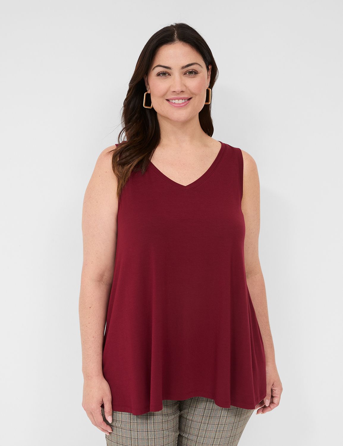 Casual Sleeveless V-Neck Swing Tank Product Image 1