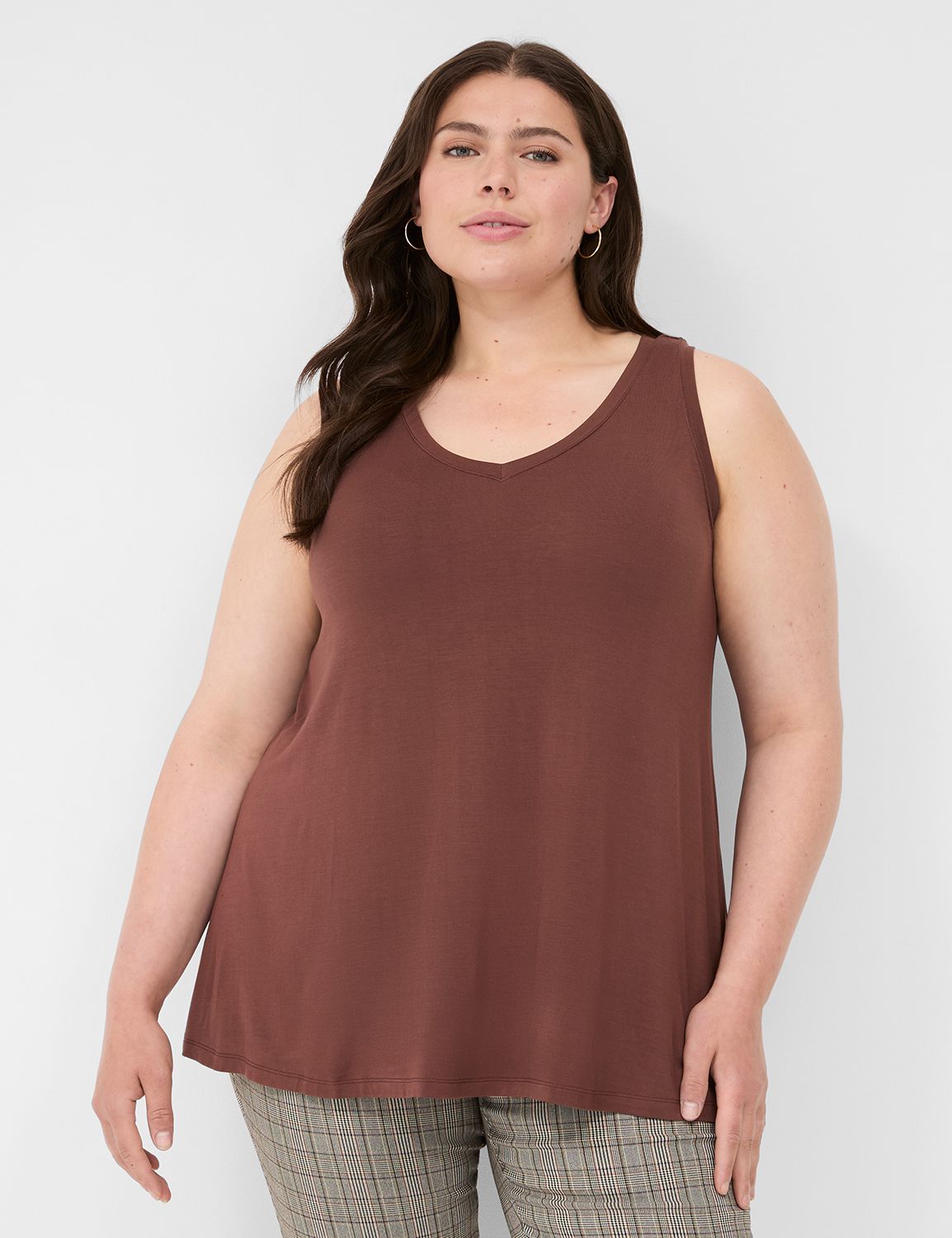The Bamboo Crew Neck Swing Tank - Caramel main image 0