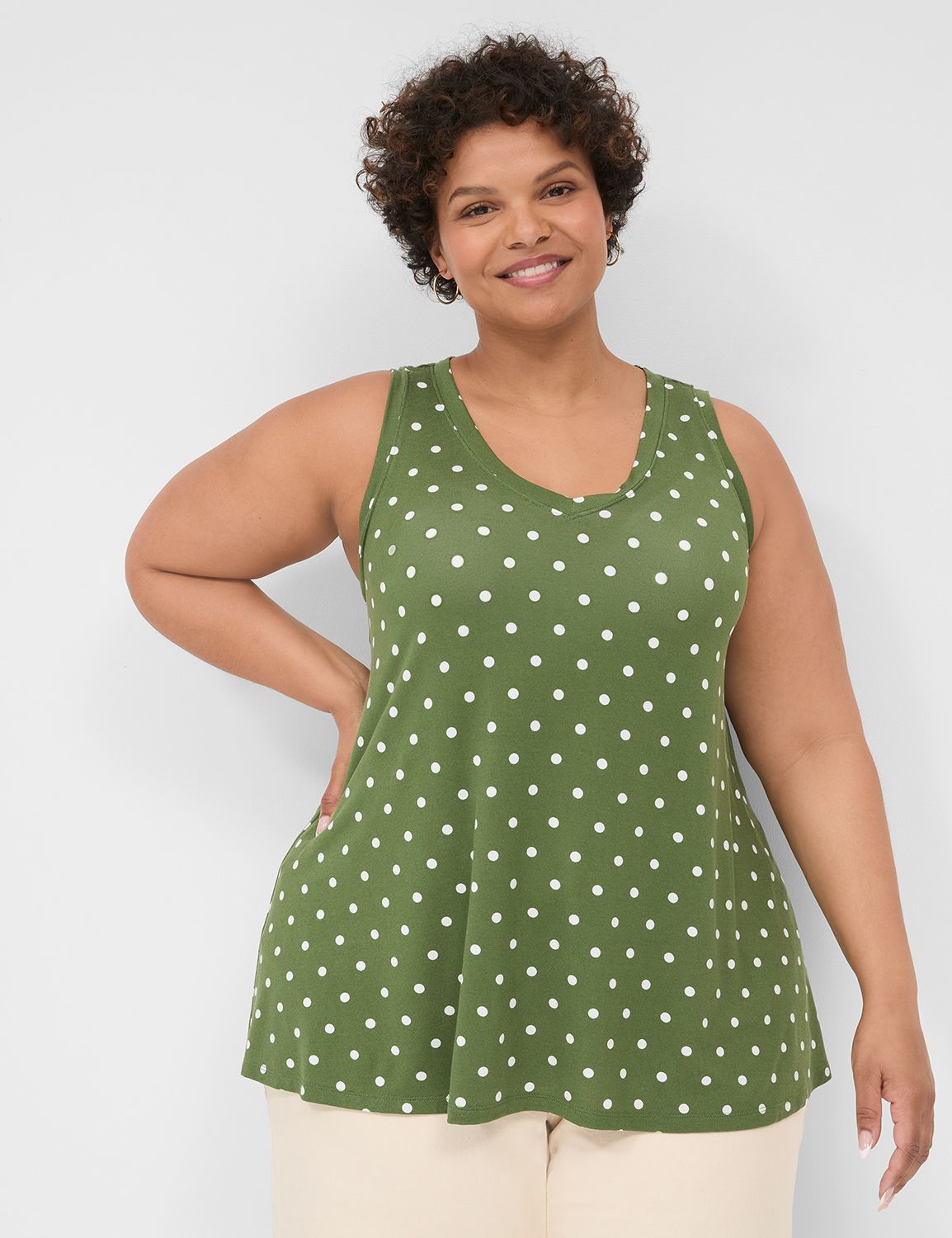 Casual Sleeveless V-Neck Swing Tank Product Image 1
