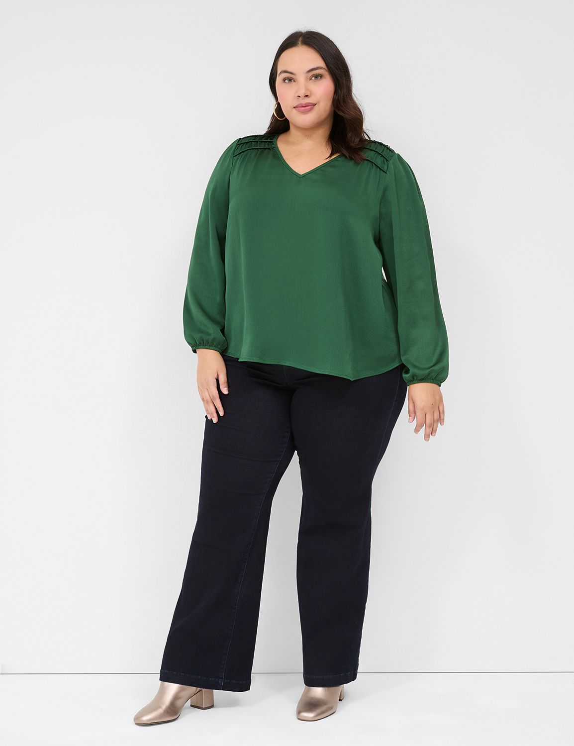 WV Classic Long Sleeve V-Neck Smock Product Image 3