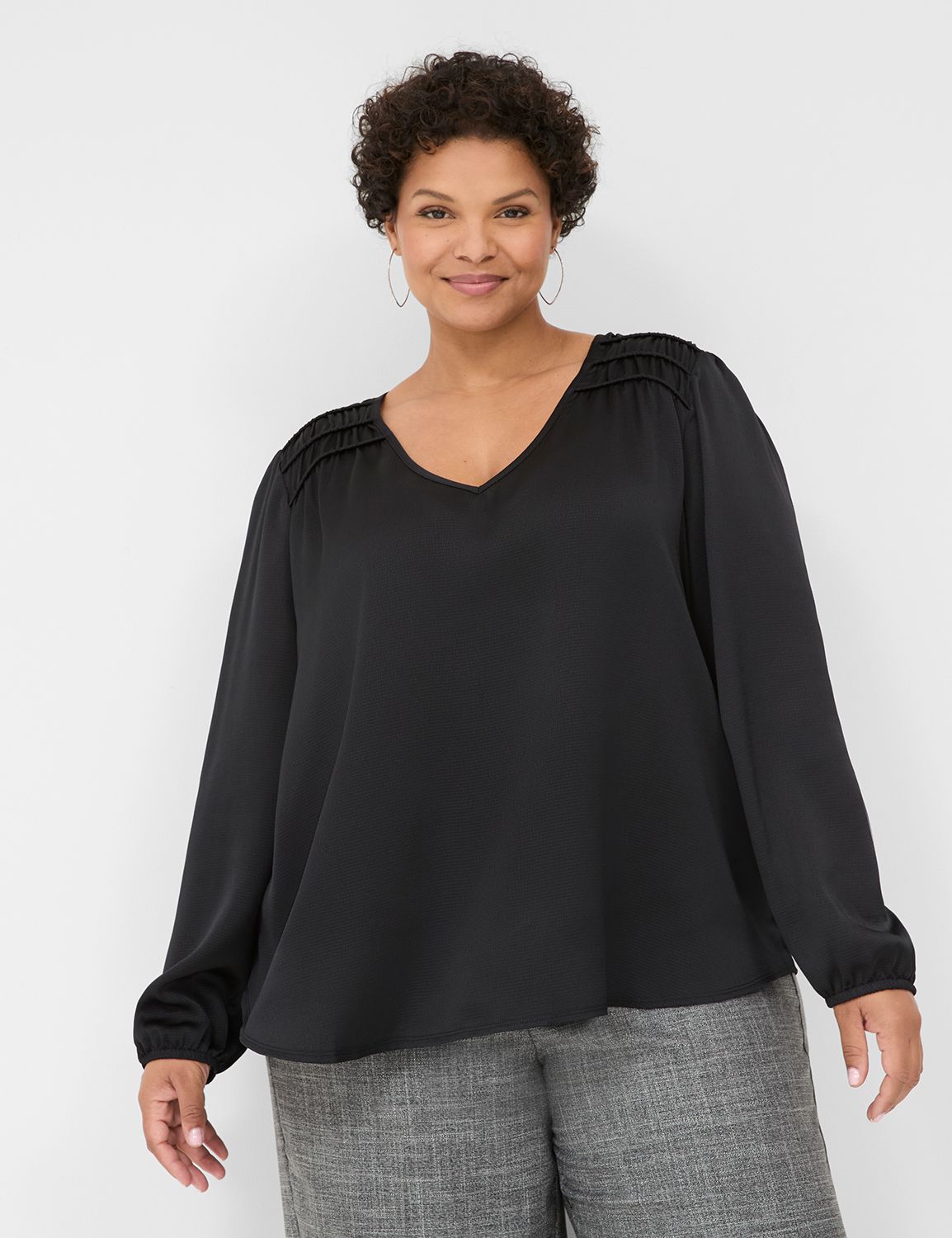 WV Classic Long Sleeve V-Neck Smock | LaneBryant