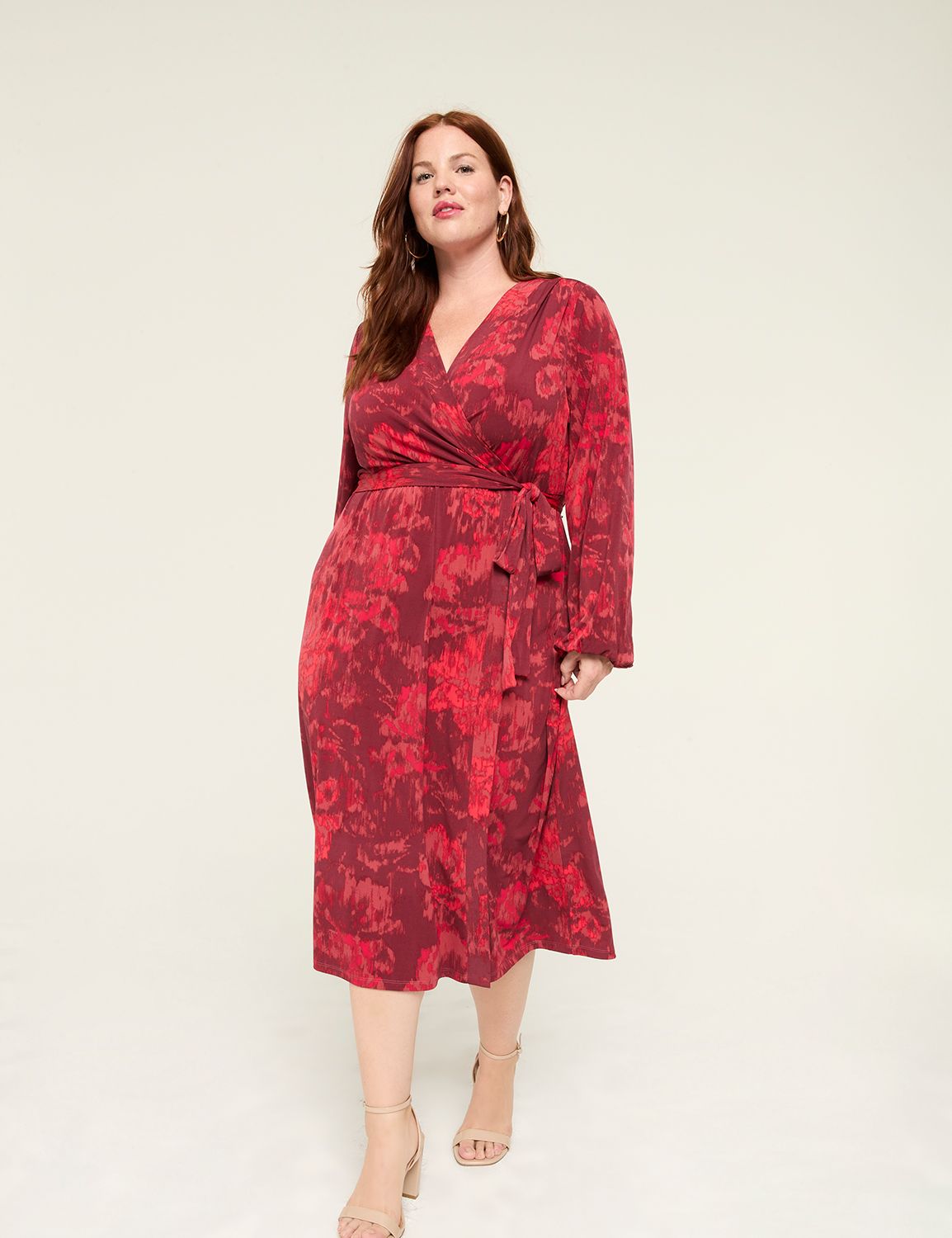 Faux-Wrap Jersey Dress