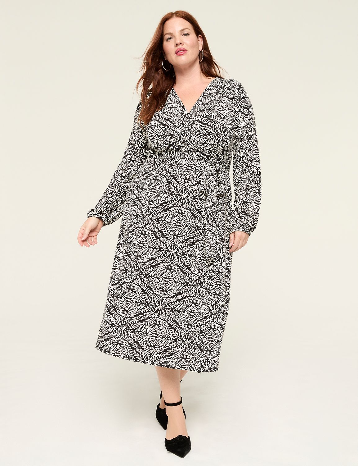 Faux-Wrap Jersey Dress