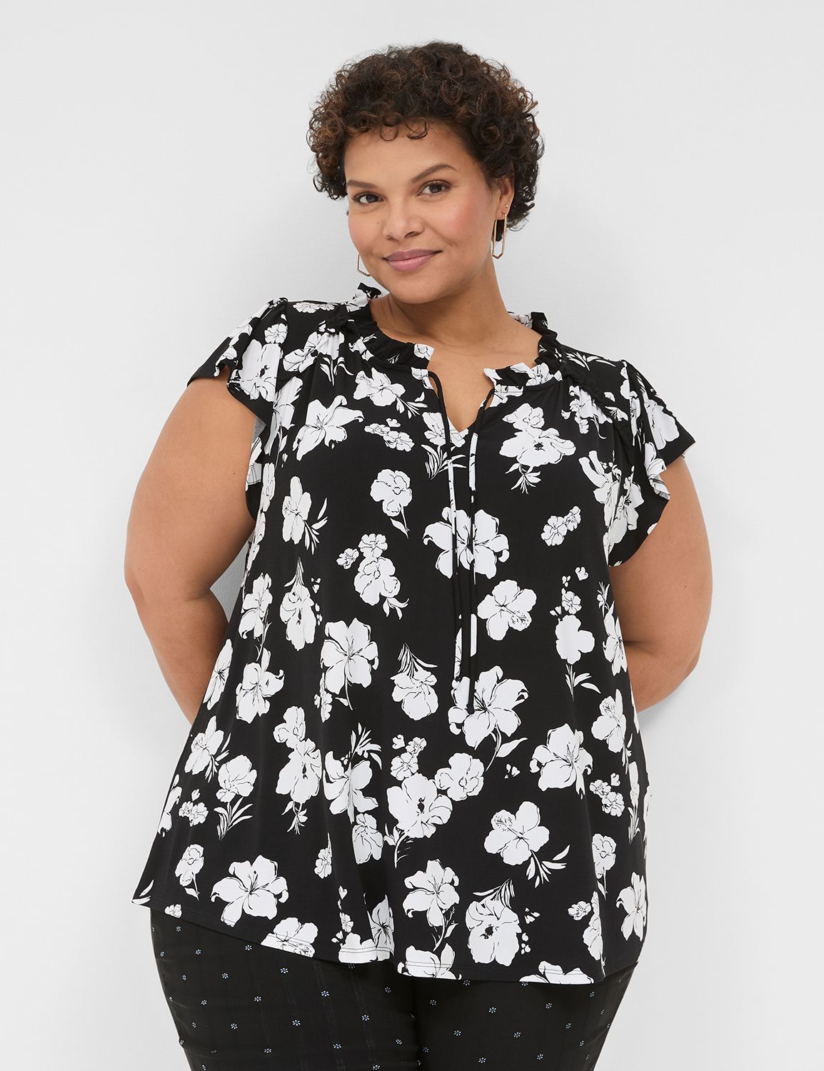 Cap Flutter-Sleeve Top | LaneBryant