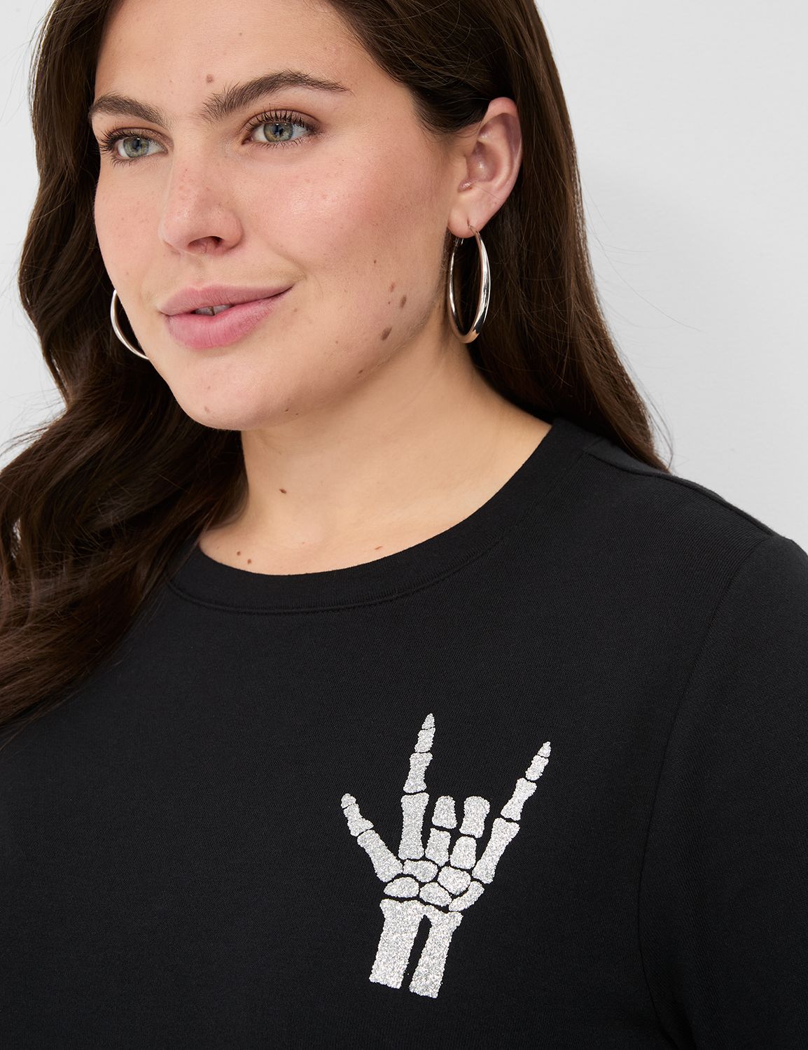 Skelton Hands Heart Graphic Crew Sweatshirt main image 1