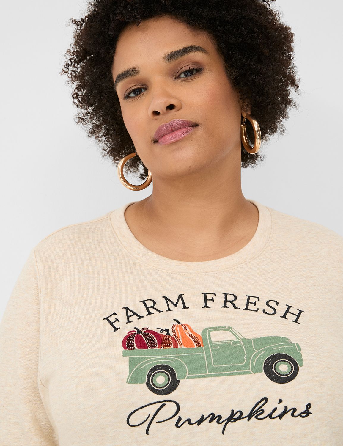 Sequin Farm Fresh Pumpkins Graphic Sweatshirt