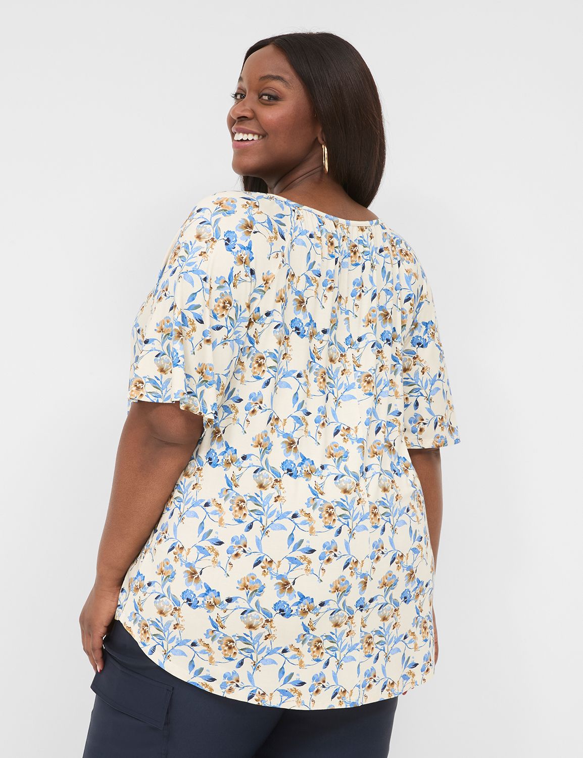 Casual Elbow Sleeve Notch Neck Ragl Product Image 2