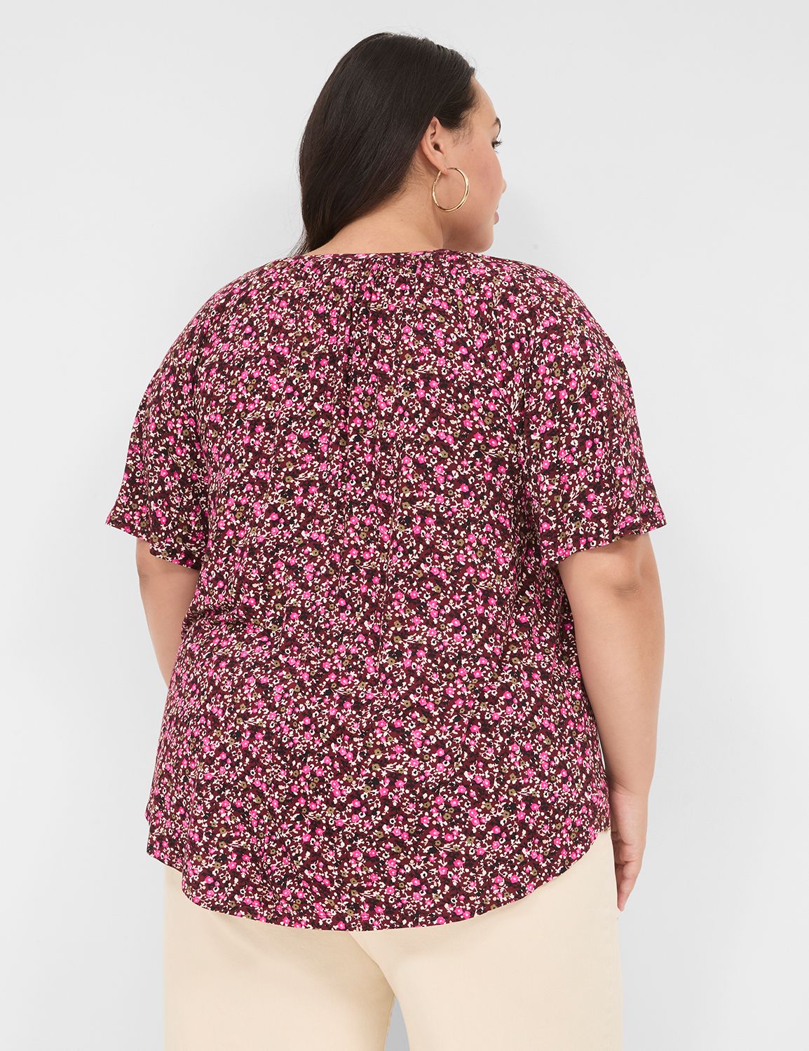 Casual Elbow Sleeve Notch Neck Ragl Product Image 2