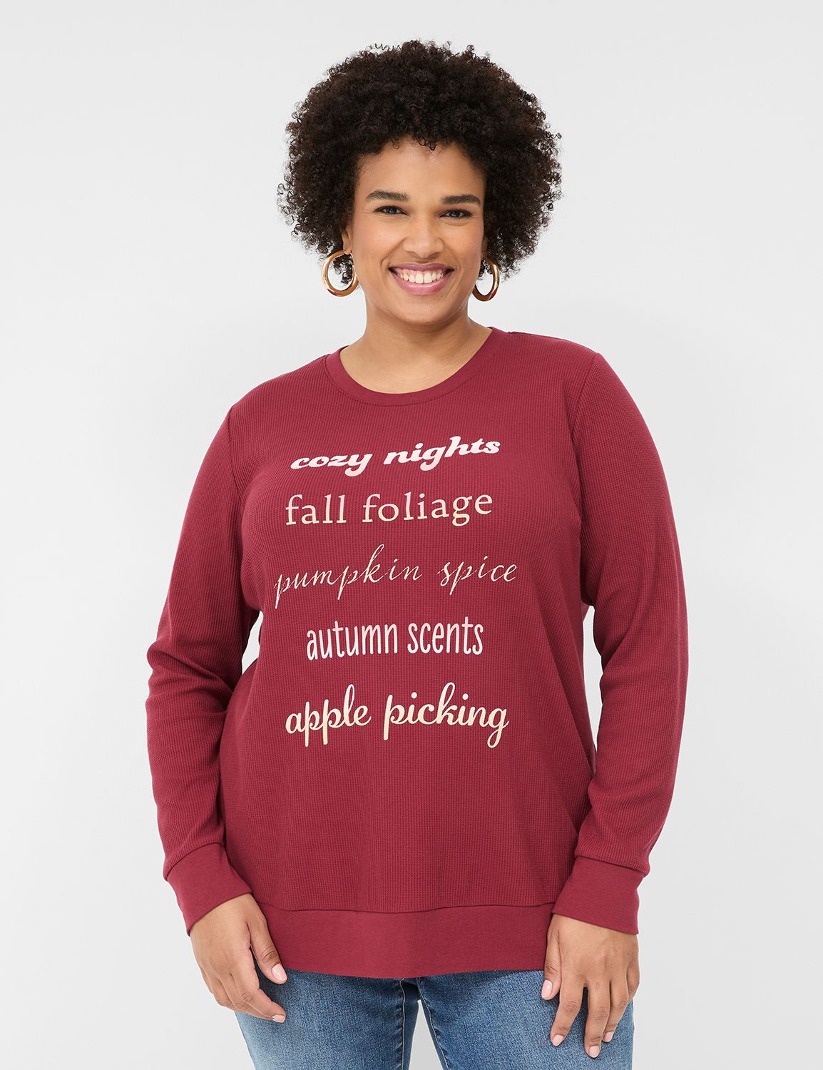 Glitter Cozy Night List Graphic Waffle Sweatshirt