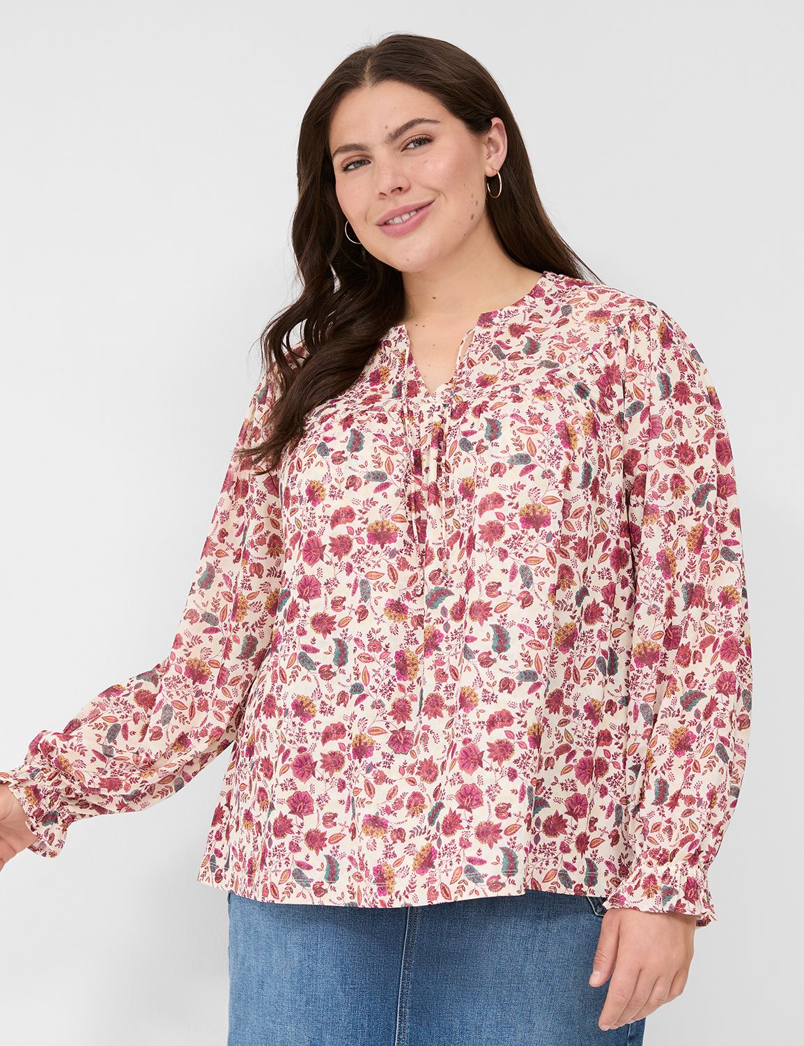 Long Sleeve Zen Neck Swing Top F 11 | LaneBryant