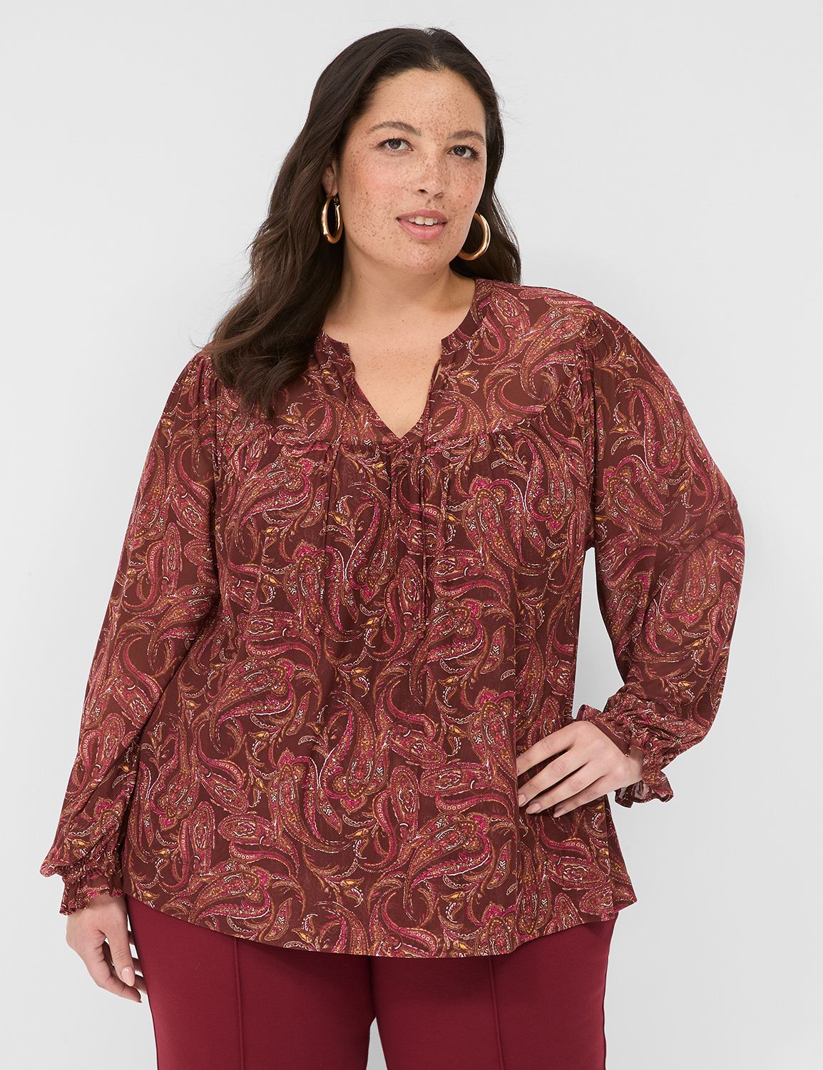 Long Sleeve Zen Neck Swing Top F 11 | LaneBryant