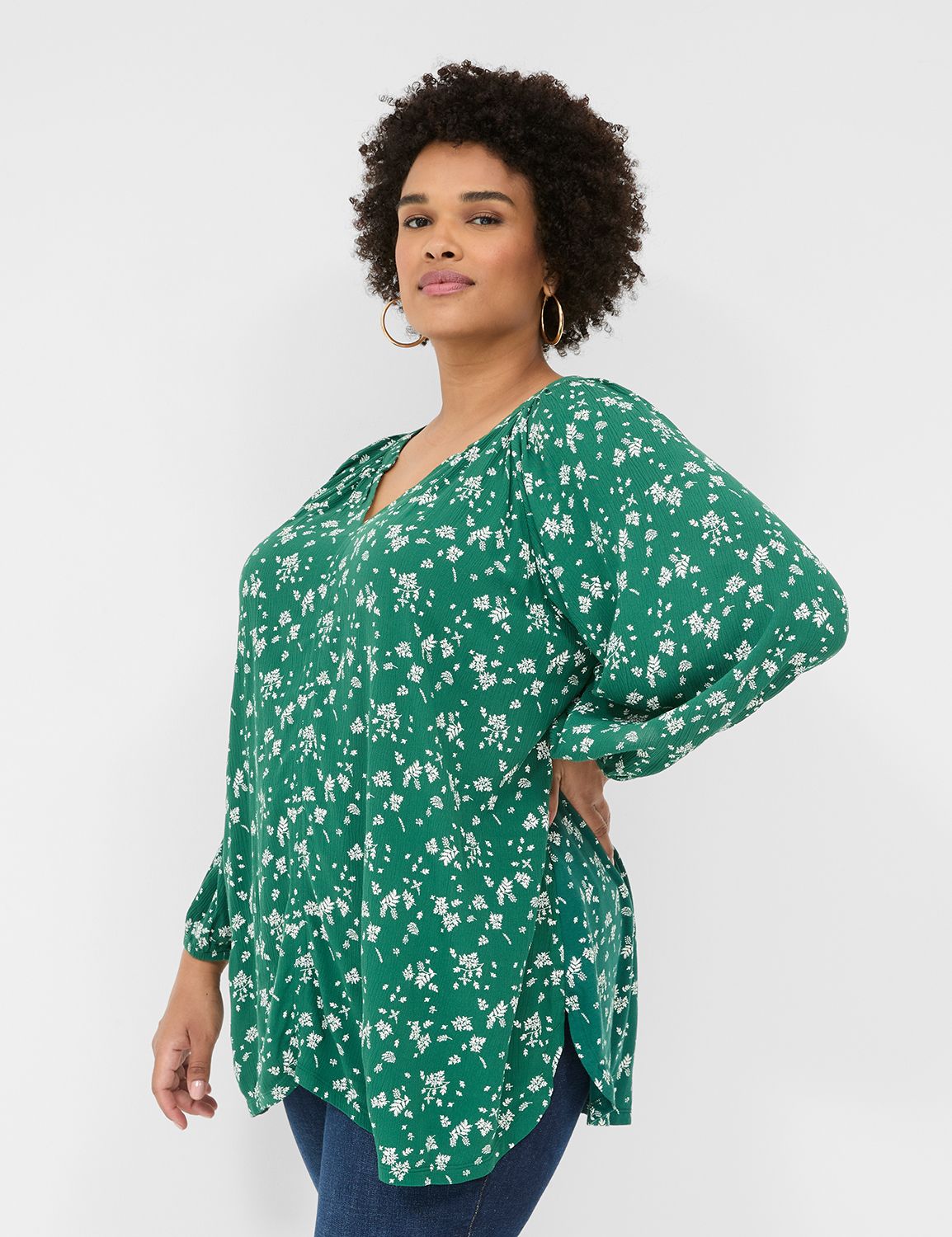 Casual 3/4 sleeve Hit Color Round neck Plus size Tops