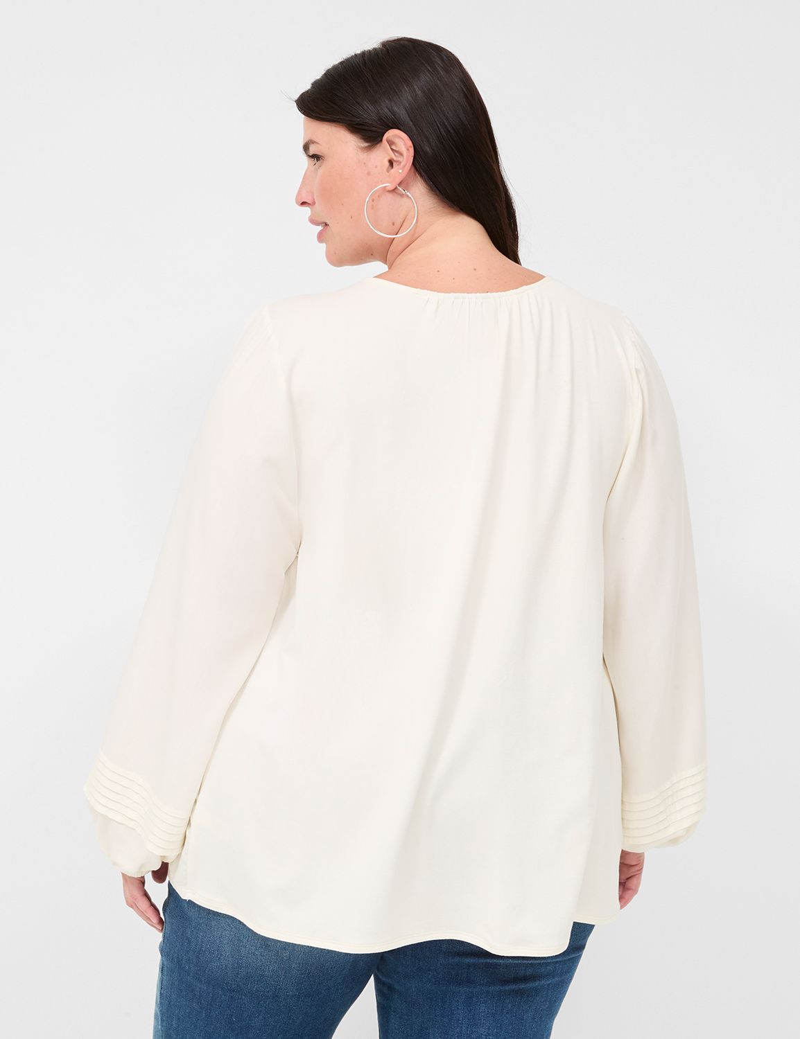 Long Sleeve Crew Neck Pin Tuck Swin Product Image 2