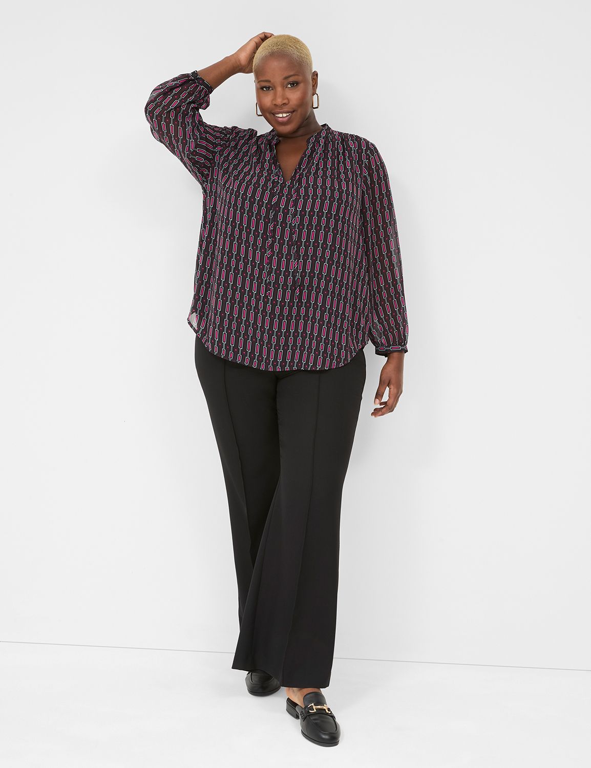 Classic LS Split Neck Popover Blous | LaneBryant