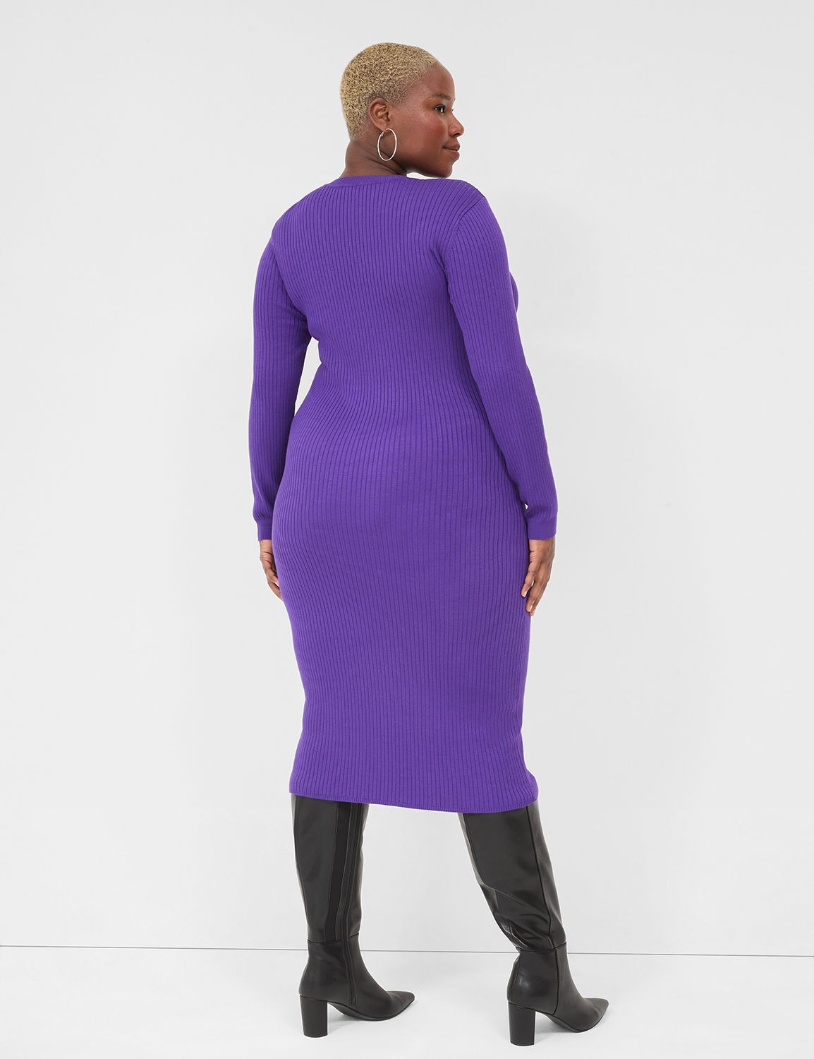 LS CREWNK SWEATER DRESS WITH POINTE Product Image 2